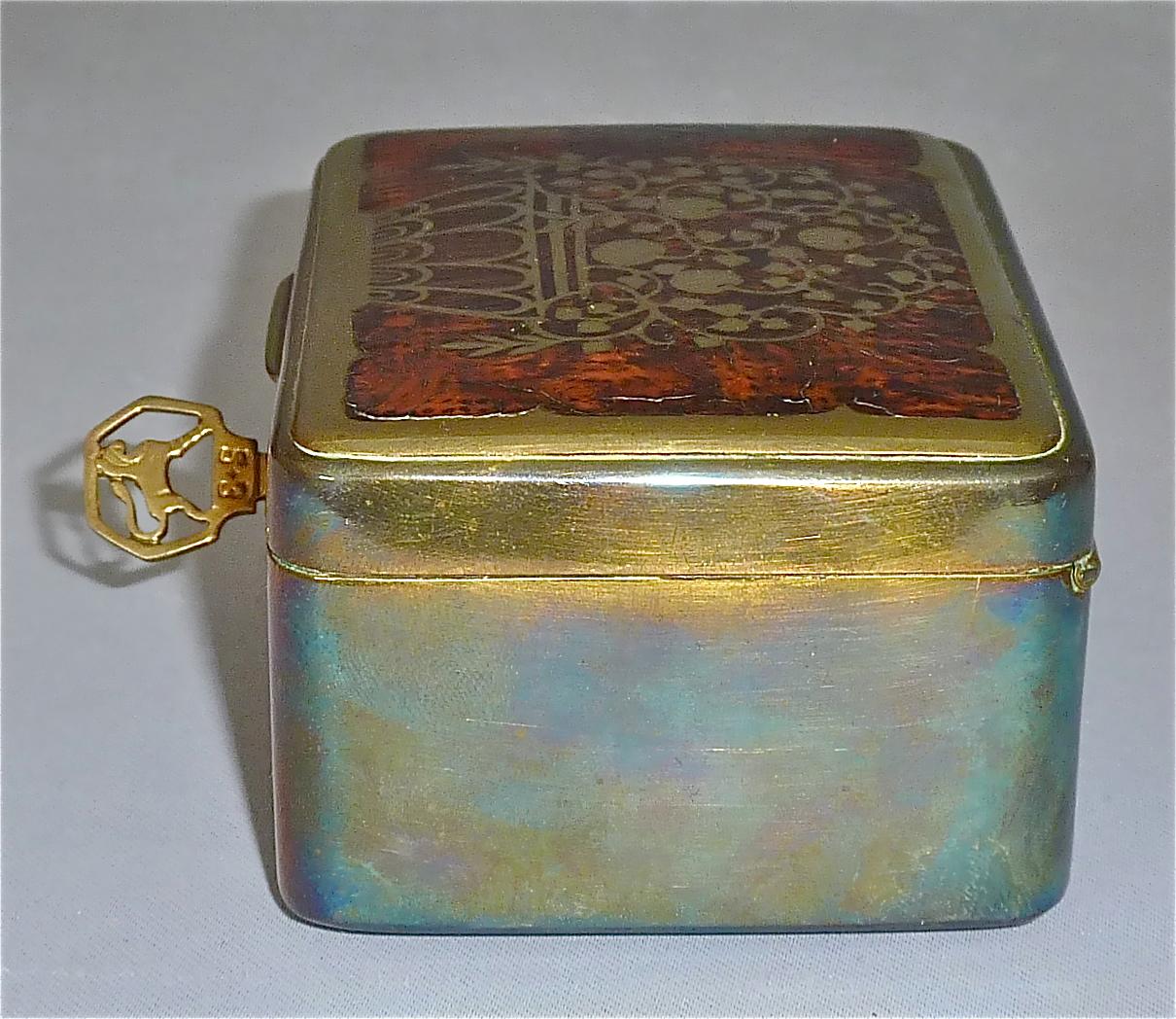 Pair Signed Erhard Sohne Trinket Casket Box Casket Original Keys Brass Wood 1900 For Sale 8