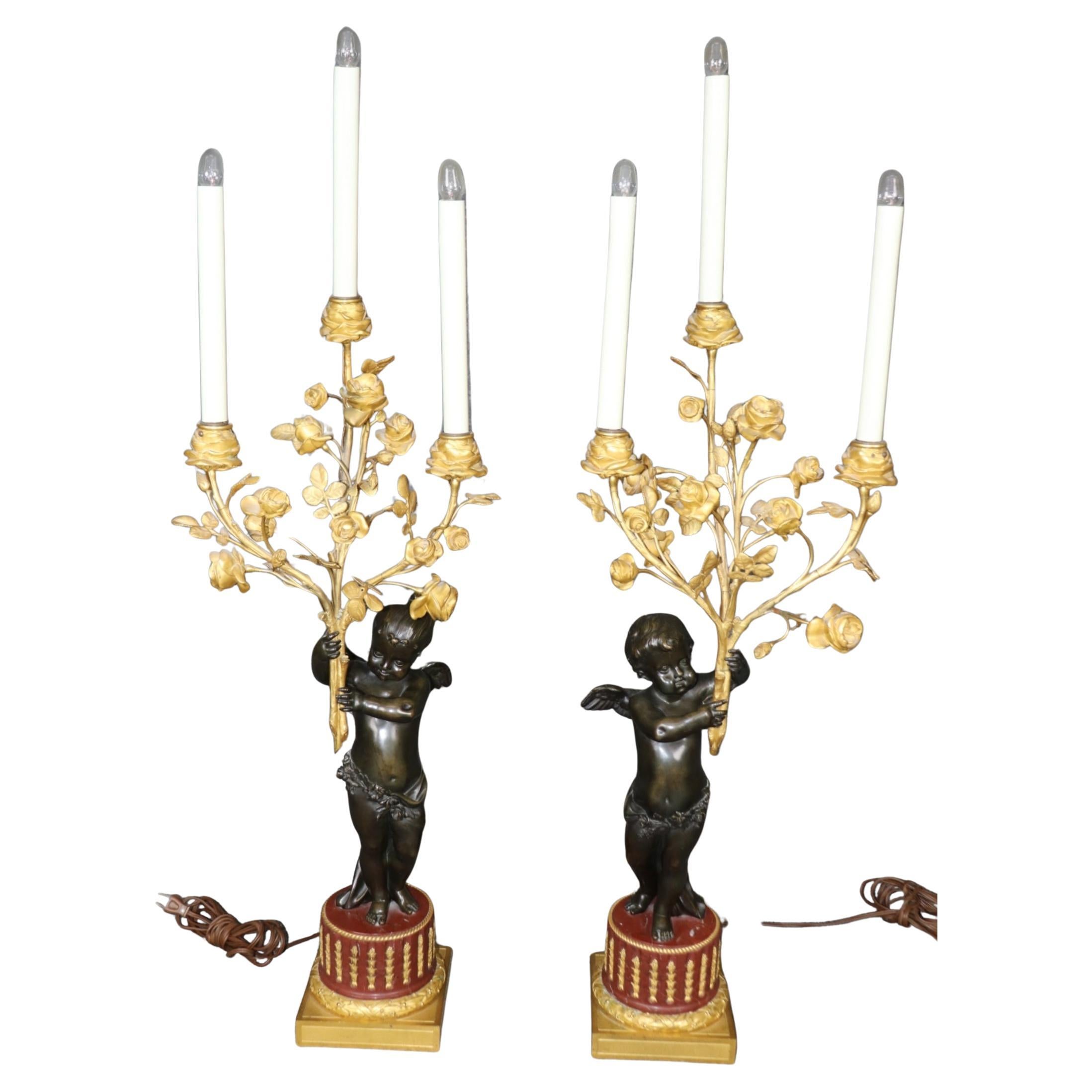 Pair Signed Henry Dasson 19th C French Louis XV Style Bronze Ormolu Candelabras