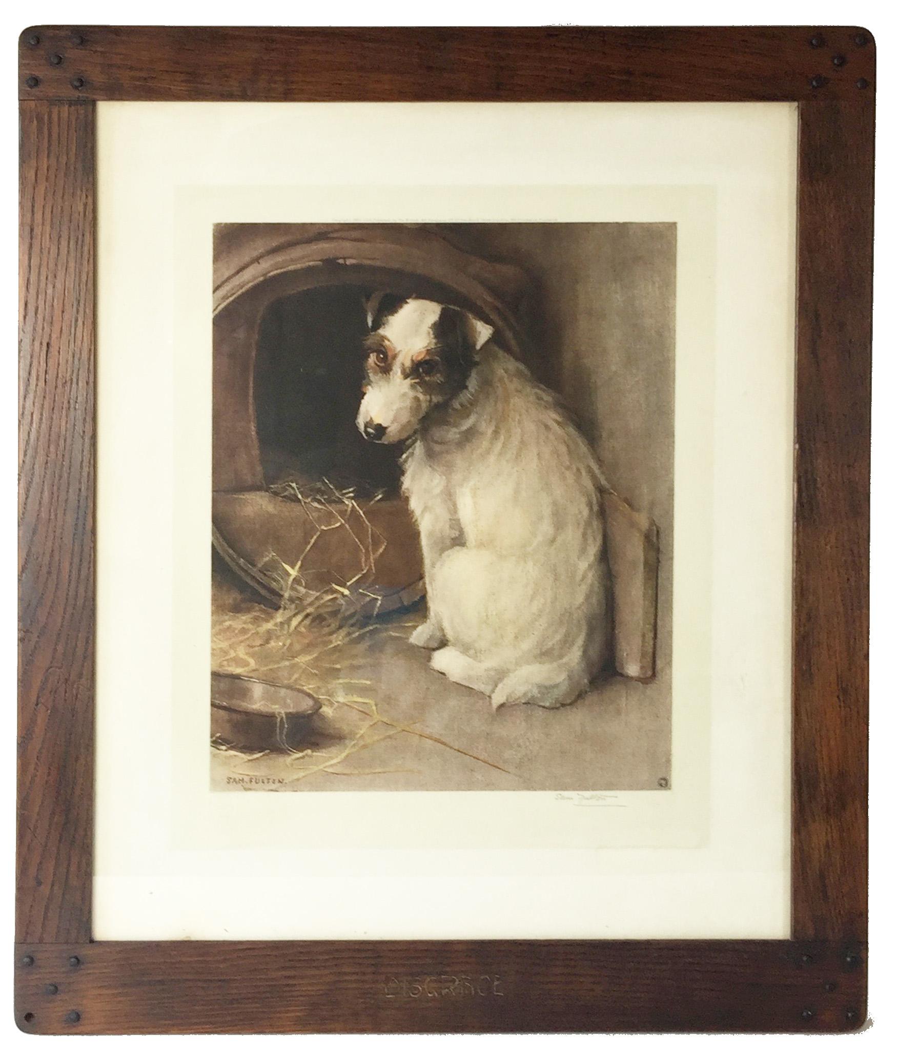 Arts and Crafts Pair of Signed Lithographic Dog Portrait, Grace and Disgrace by Sam Fulton For Sale