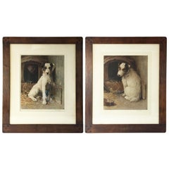 Pair of Signed Lithographic Dog Portrait, Grace and Disgrace by Sam Fulton