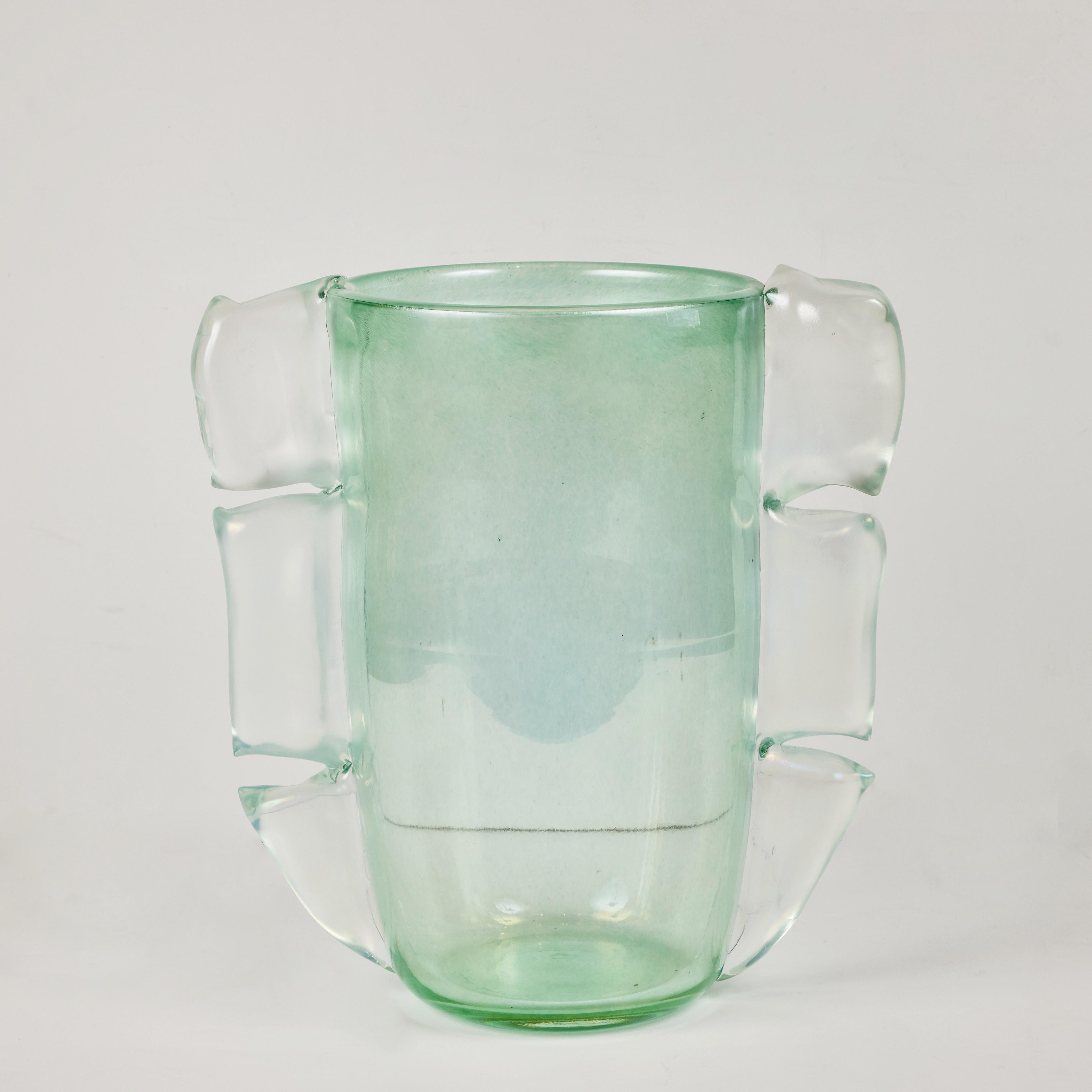 Italian Pair Signed Murano Glass Vases  For Sale