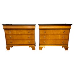 Neoclassical Style Marble-Top Dressers Nightstands Chests, Pair
