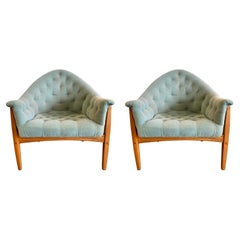 Pair Thayer Coggin by Milo Baughman Rare Archie Exposed Frame Lounge Chair 1965