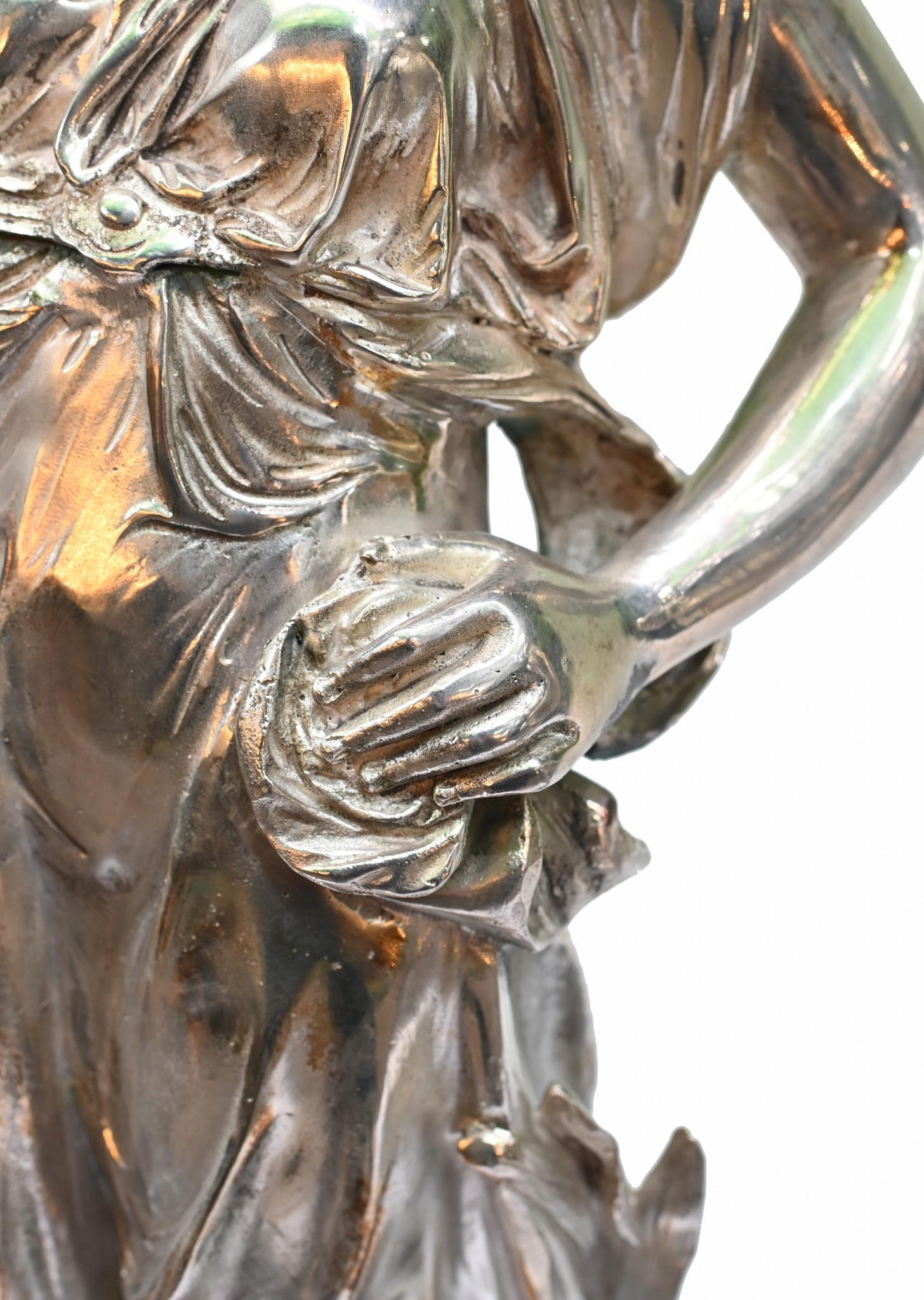 Paar Silber-Bronze-Kandelaber von Gregoire-Figuren im Angebot 6