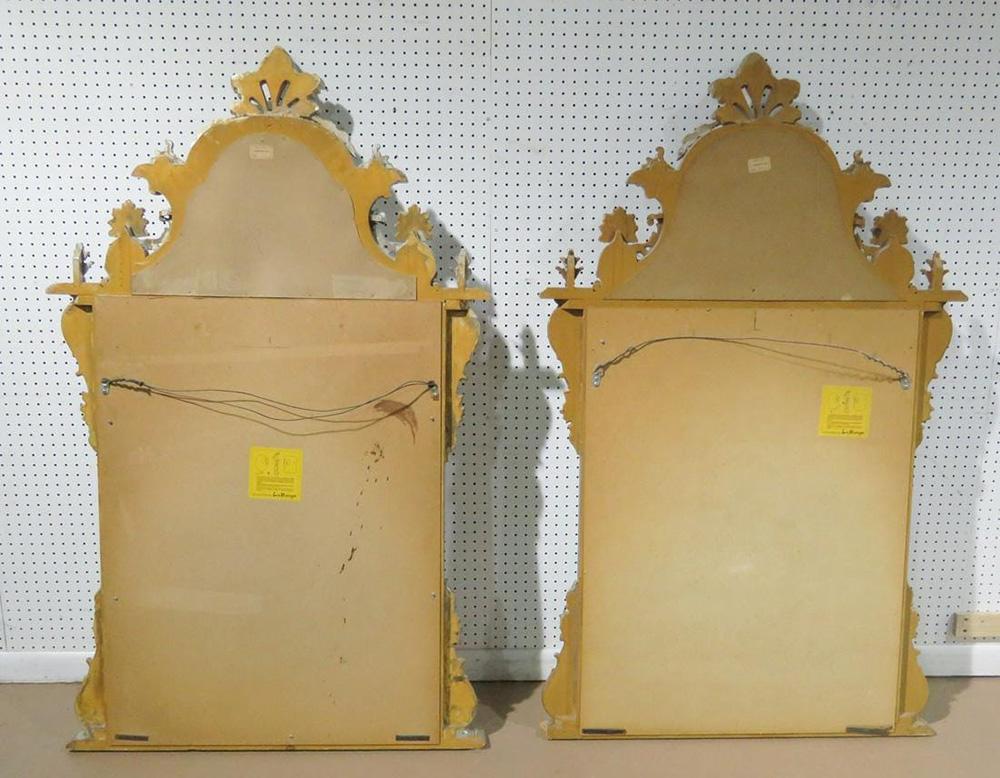 Walnut Pair of Silver Leaf Carved Italian Made LaBarge Mirrors, Circa 1970