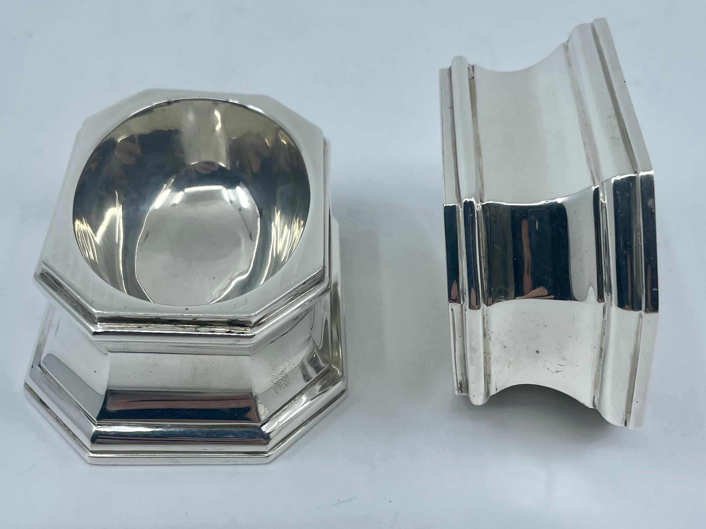 Hand-Crafted Pair Silver Pedestal Salts  For Sale