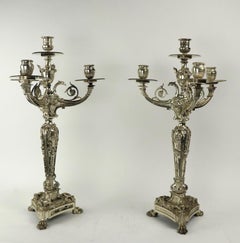 Pair of Silver Plate Beaux Art Candlestick Candelabra