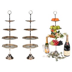 Pareja de soportes de plata para tartas de 5 pisos Victorian Afternoon Tea
