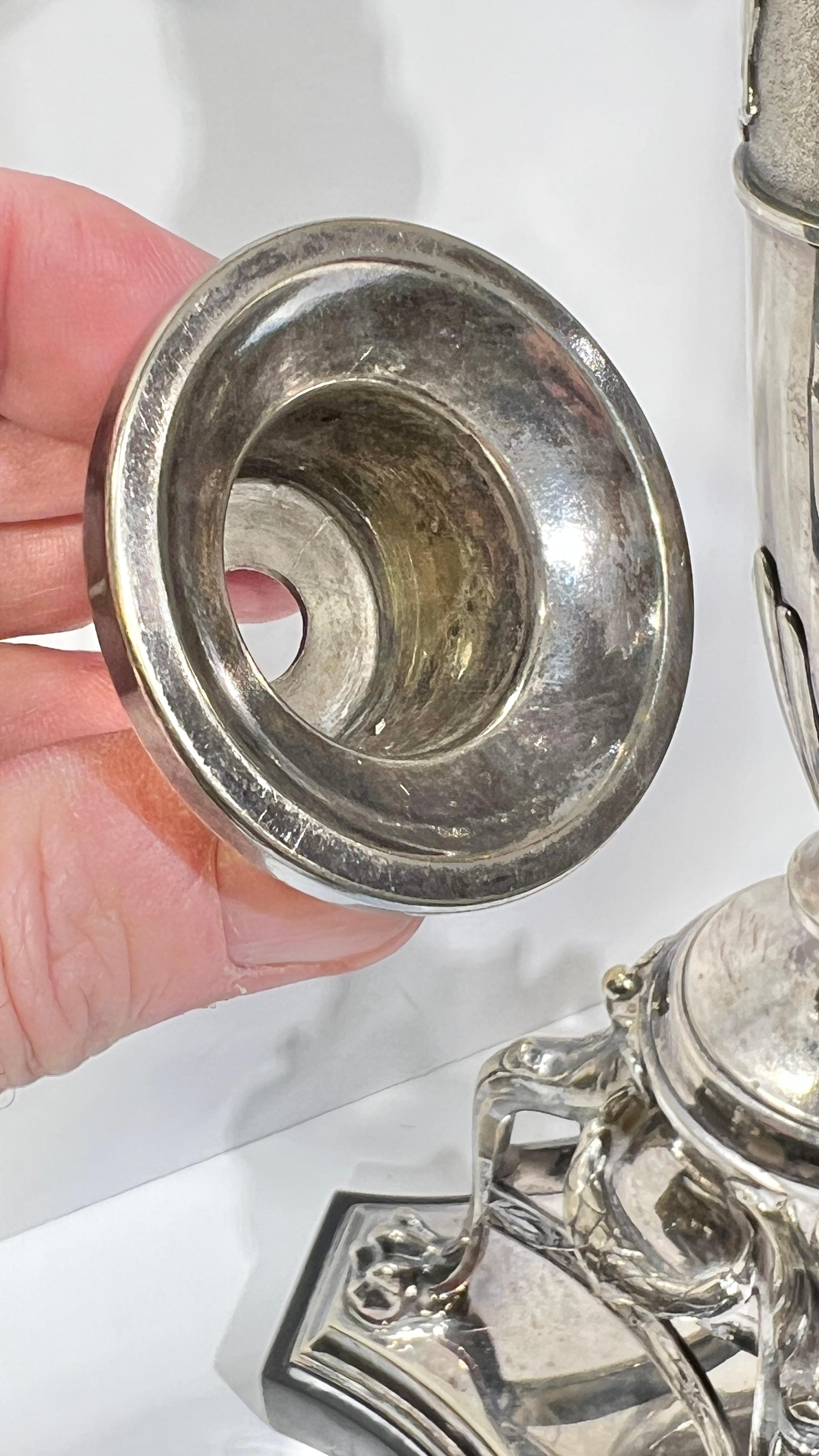 Pair Silver Plate Candelabra in Medieval / Renaissance Style For Sale 9