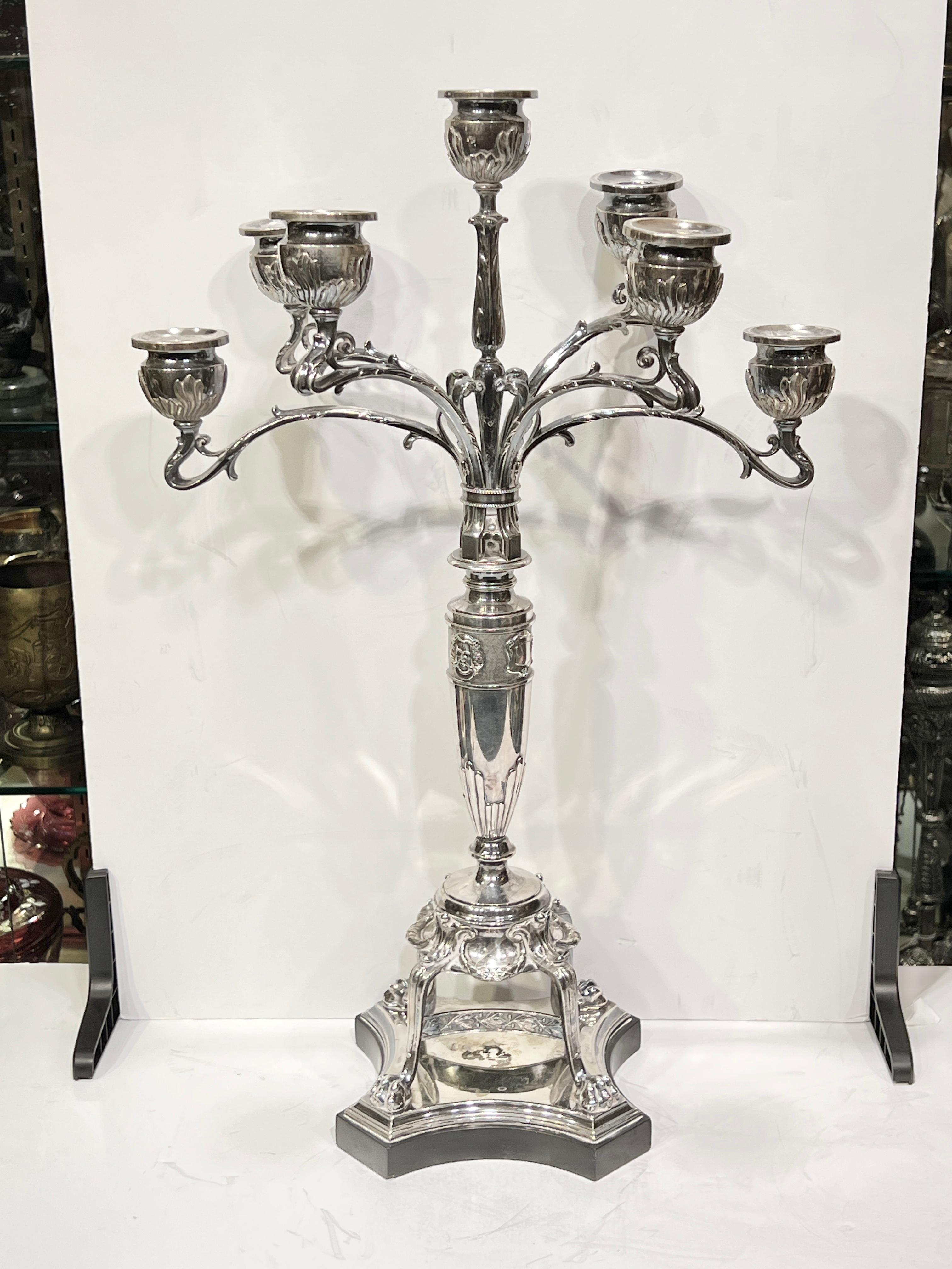 Late 19th Century Pair Silver Plate Candelabra in Medieval / Renaissance Style For Sale