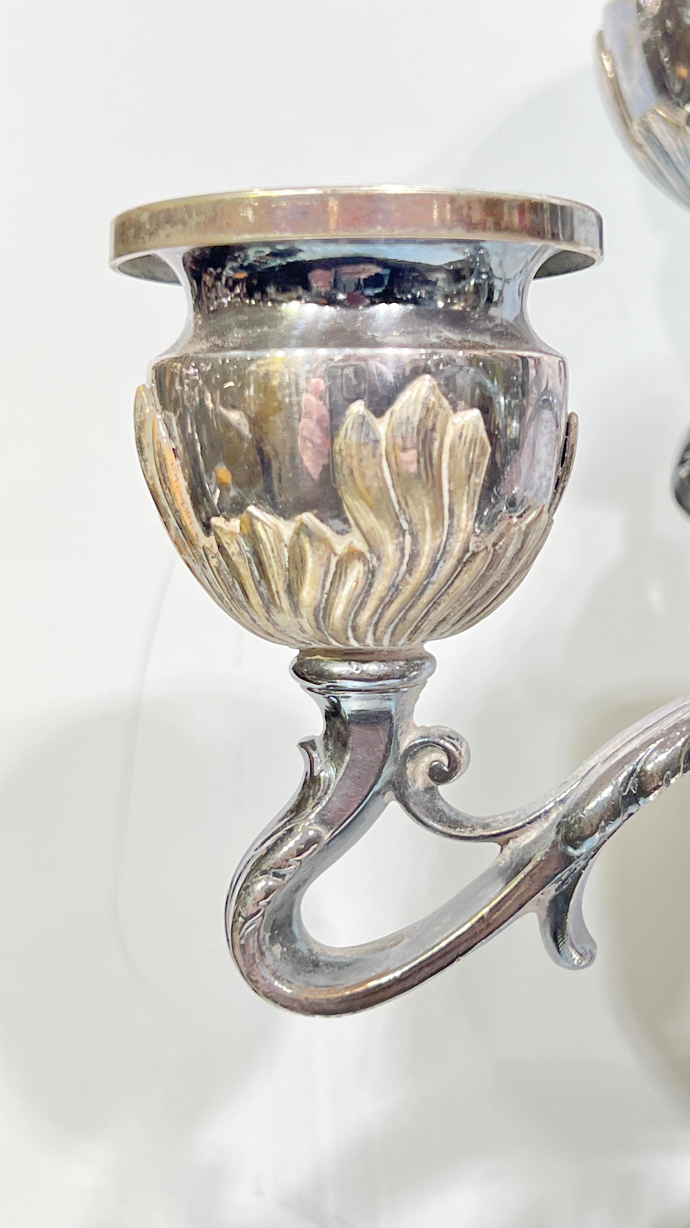 Pair Silver Plate Candelabra in Medieval / Renaissance Style For Sale 2