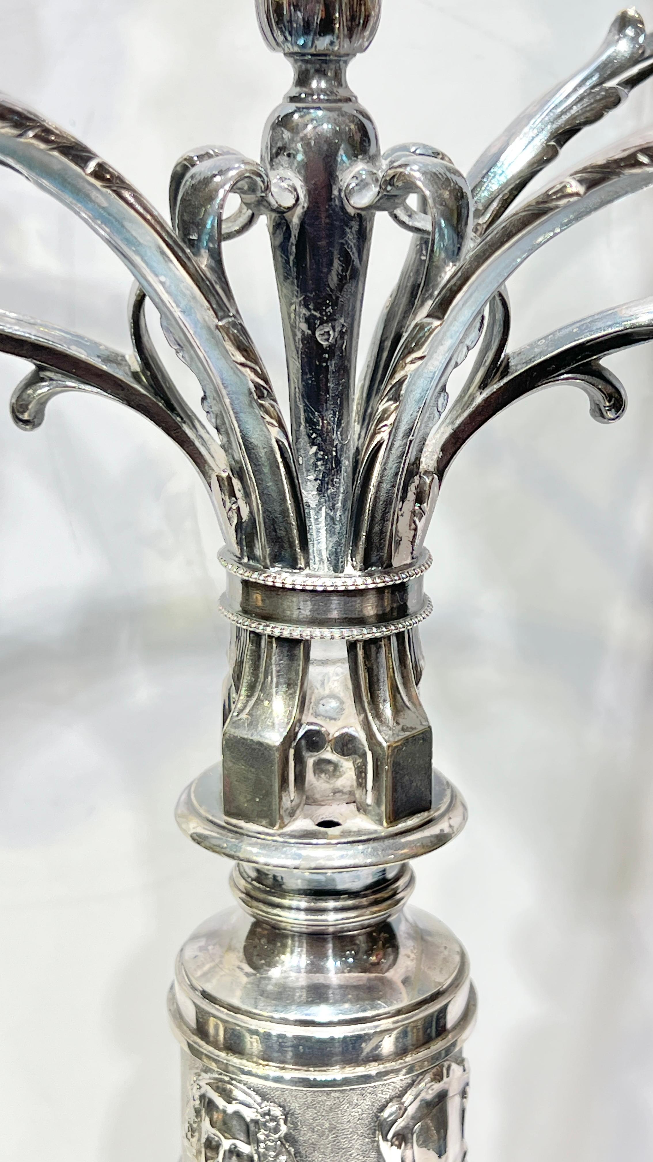 Pair Silver Plate Candelabra in Medieval / Renaissance Style For Sale 3