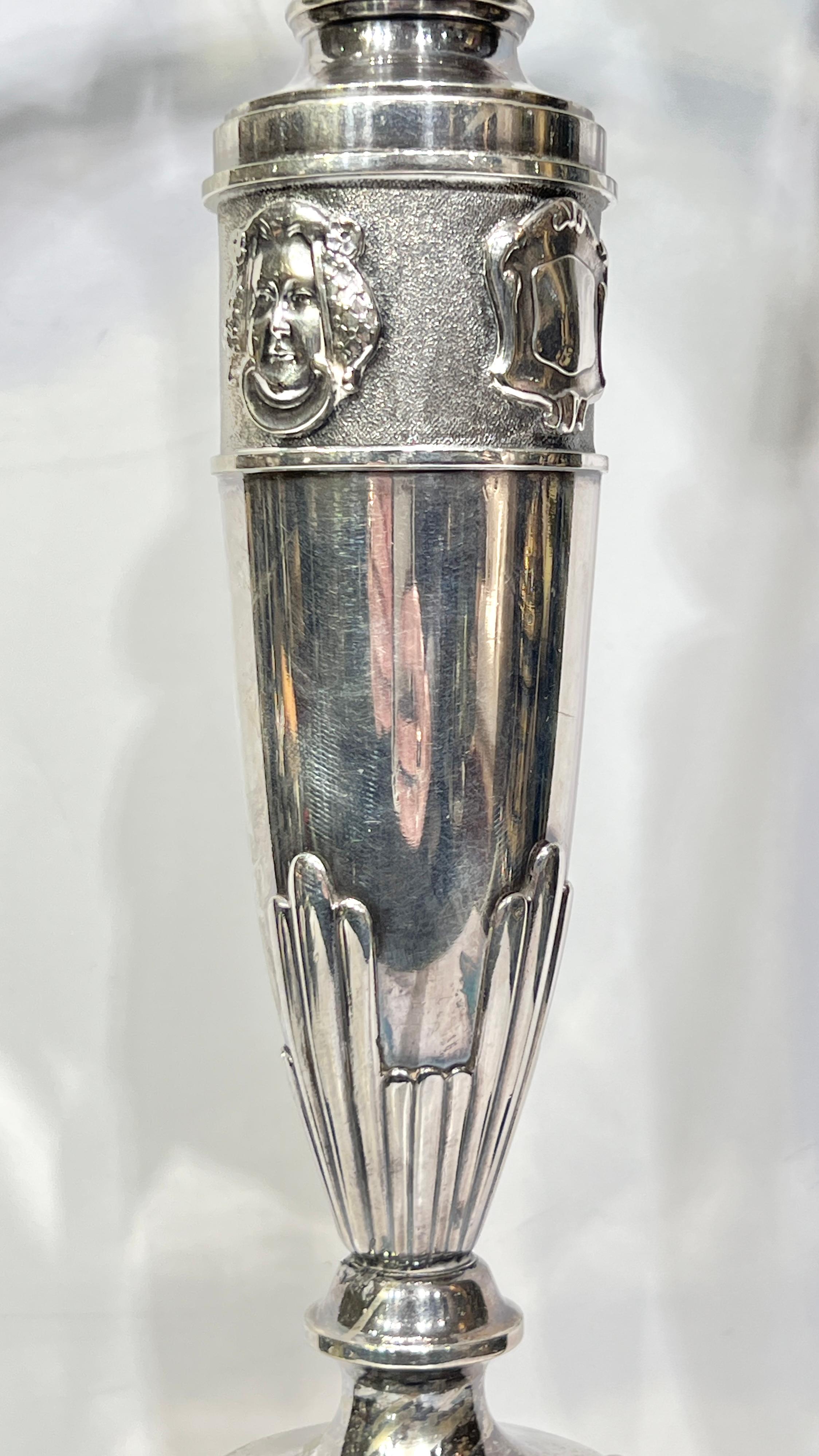 Pair Silver Plate Candelabra in Medieval / Renaissance Style For Sale 4