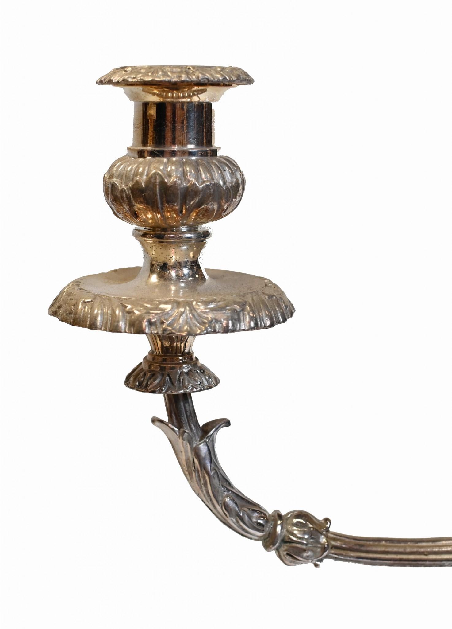 Pair Silver Plate Candelabras Matthew Boulton Victorian Silverplate Candles For Sale 5