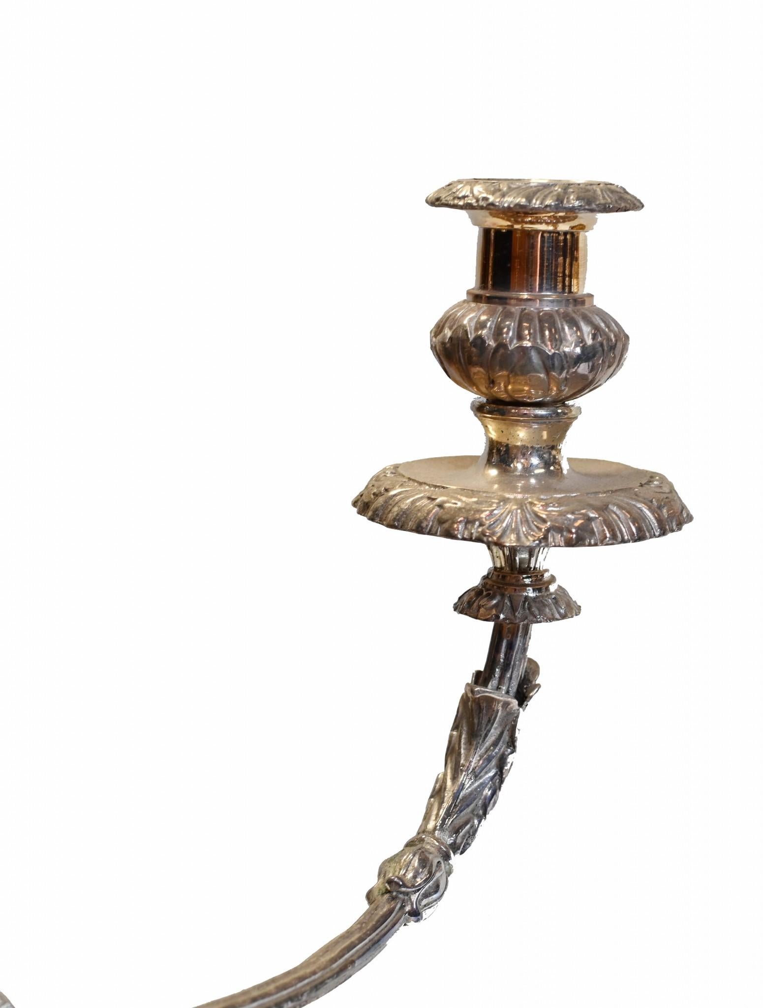 Early Victorian Pair Silver Plate Candelabras Matthew Boulton Victorian Silverplate Candles For Sale