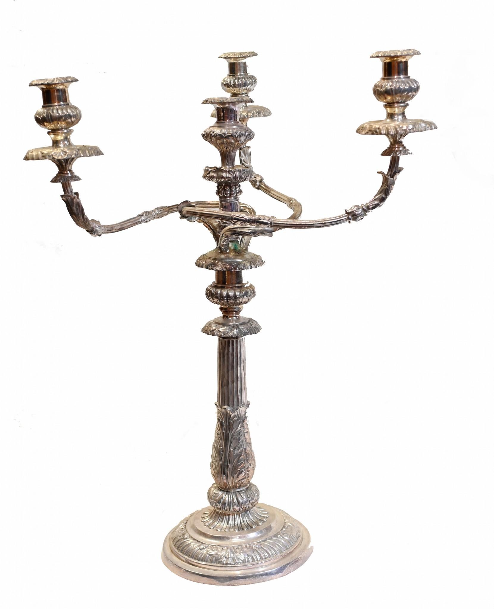 Pair Silver Plate Candelabras Matthew Boulton Victorian Silverplate Candles For Sale 1