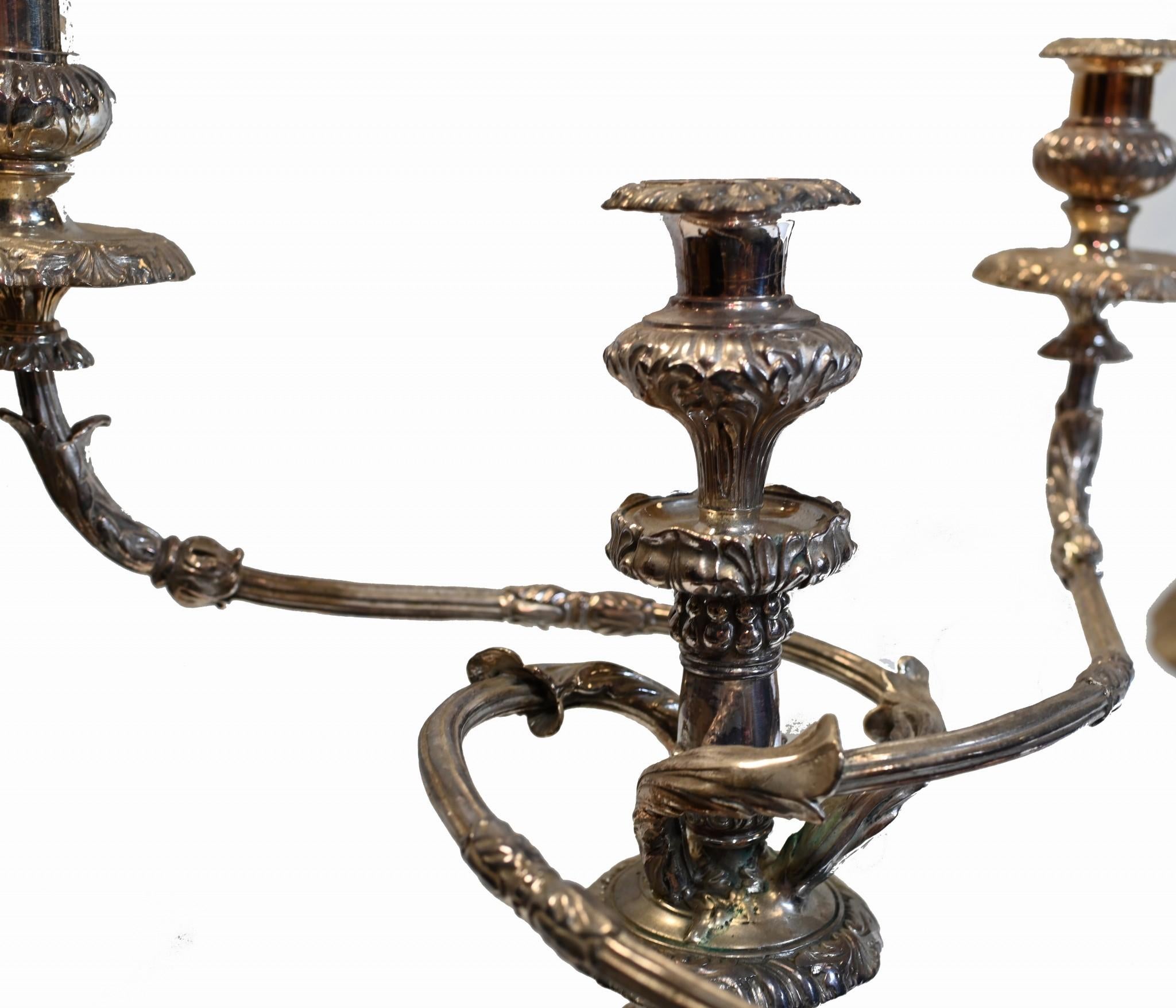Pair Silver Plate Candelabras Matthew Boulton Victorian Silverplate Candles For Sale 2