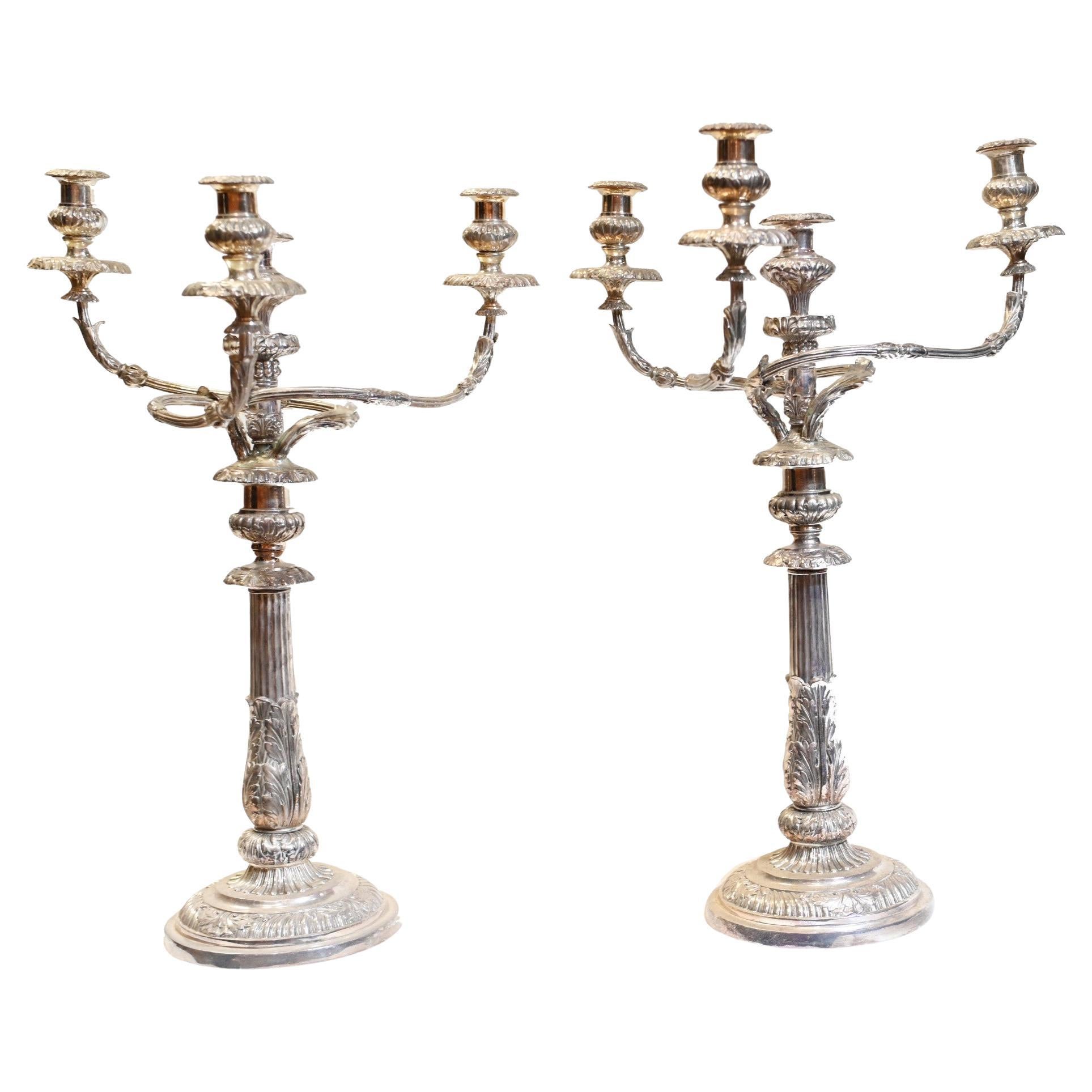 Pair Silver Plate Candelabras Matthew Boulton Victorian Silverplate Candles For Sale