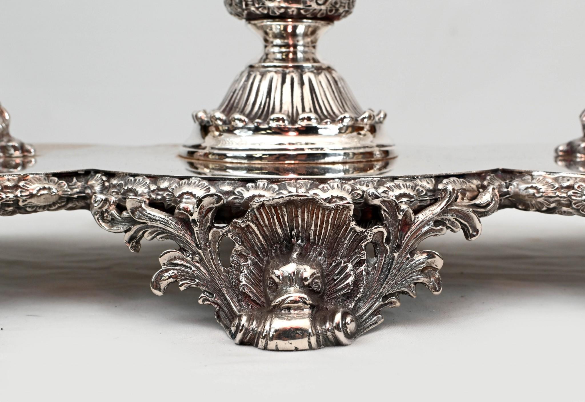 Pair Silver Plate Centrepieces - Camel Epergne Glass Bowl Sheffield For Sale 6