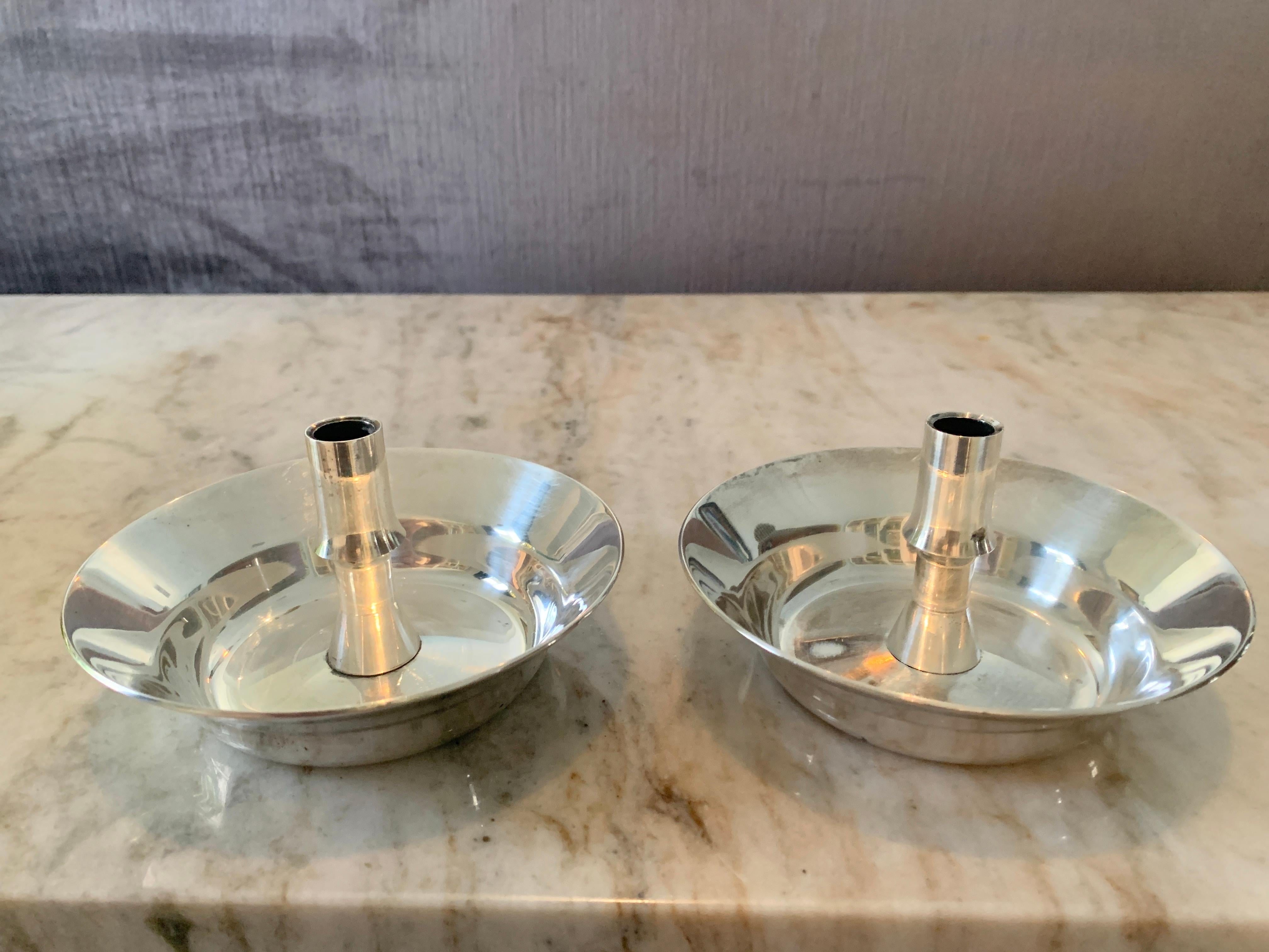 Pair of Silver Plate Dansk Candlesticks For Sale 1