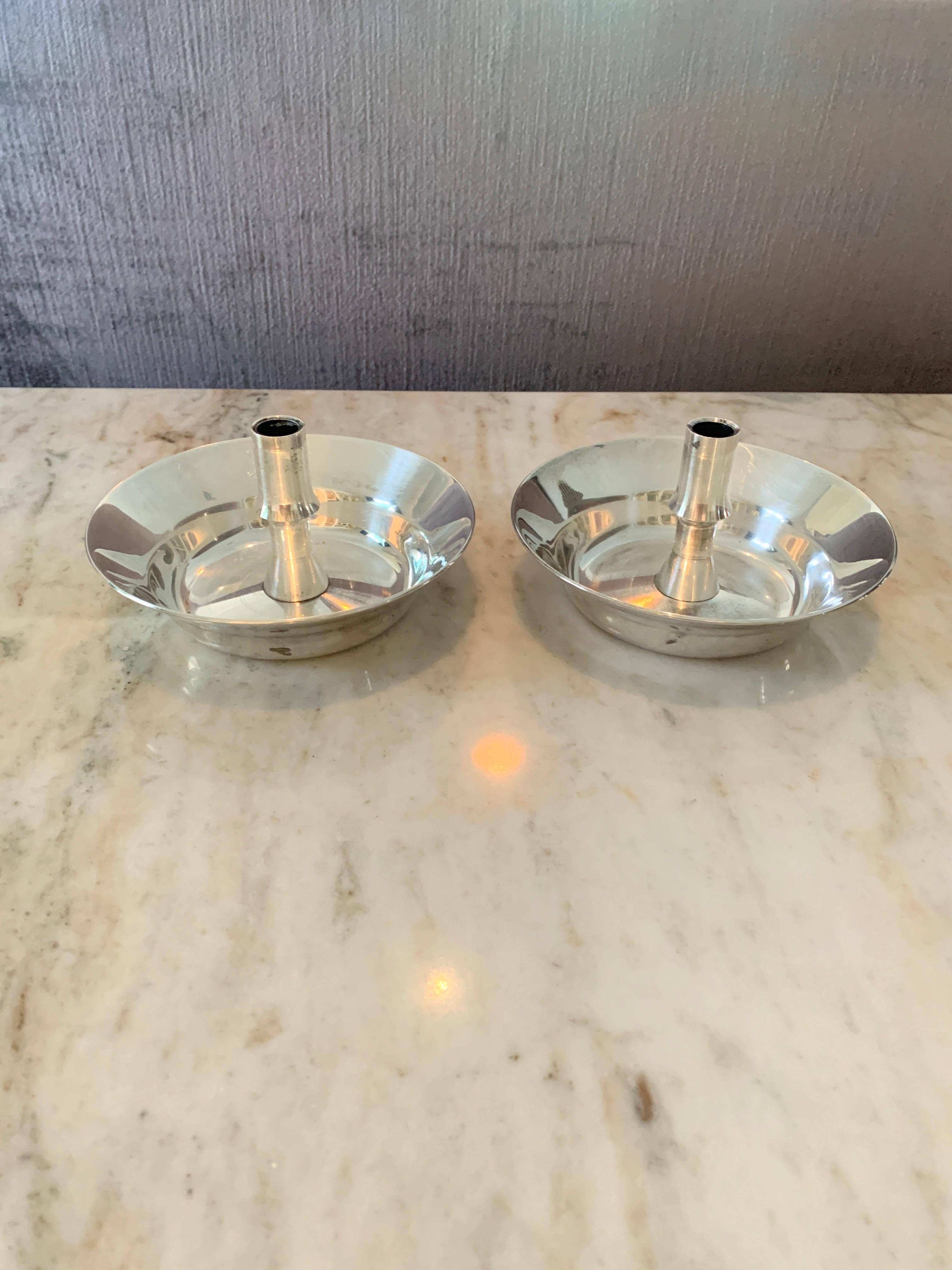 Pair of Silver Plate Dansk Candlesticks For Sale 2