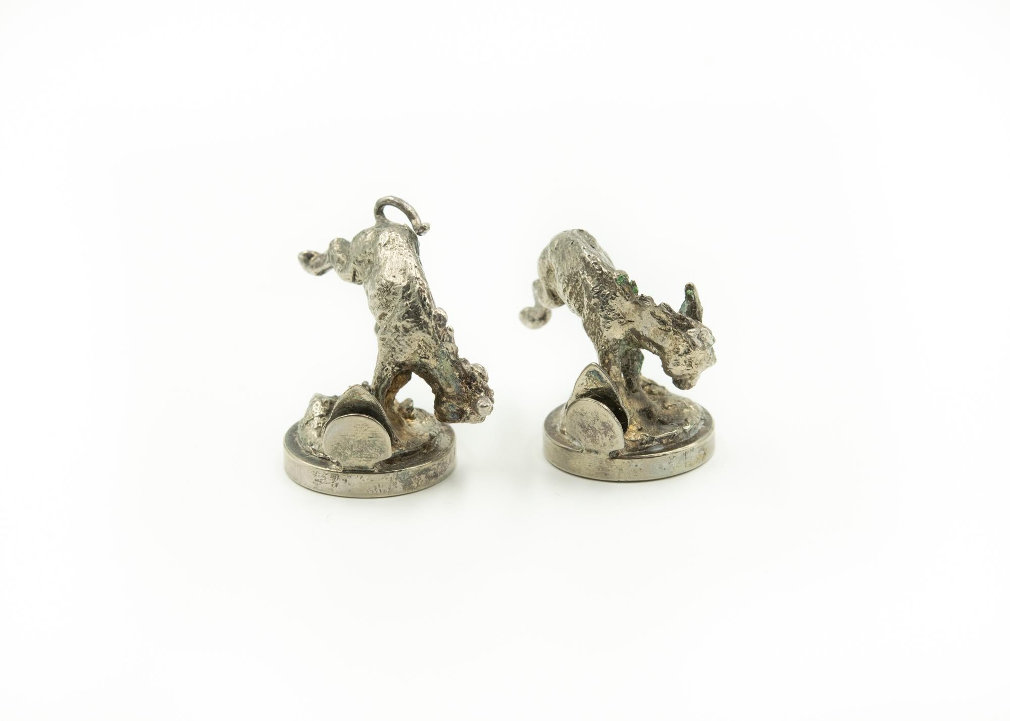 Pair of Silver Plate Donkey Menu Holders In Fair Condition For Sale In Miami Beach, FL