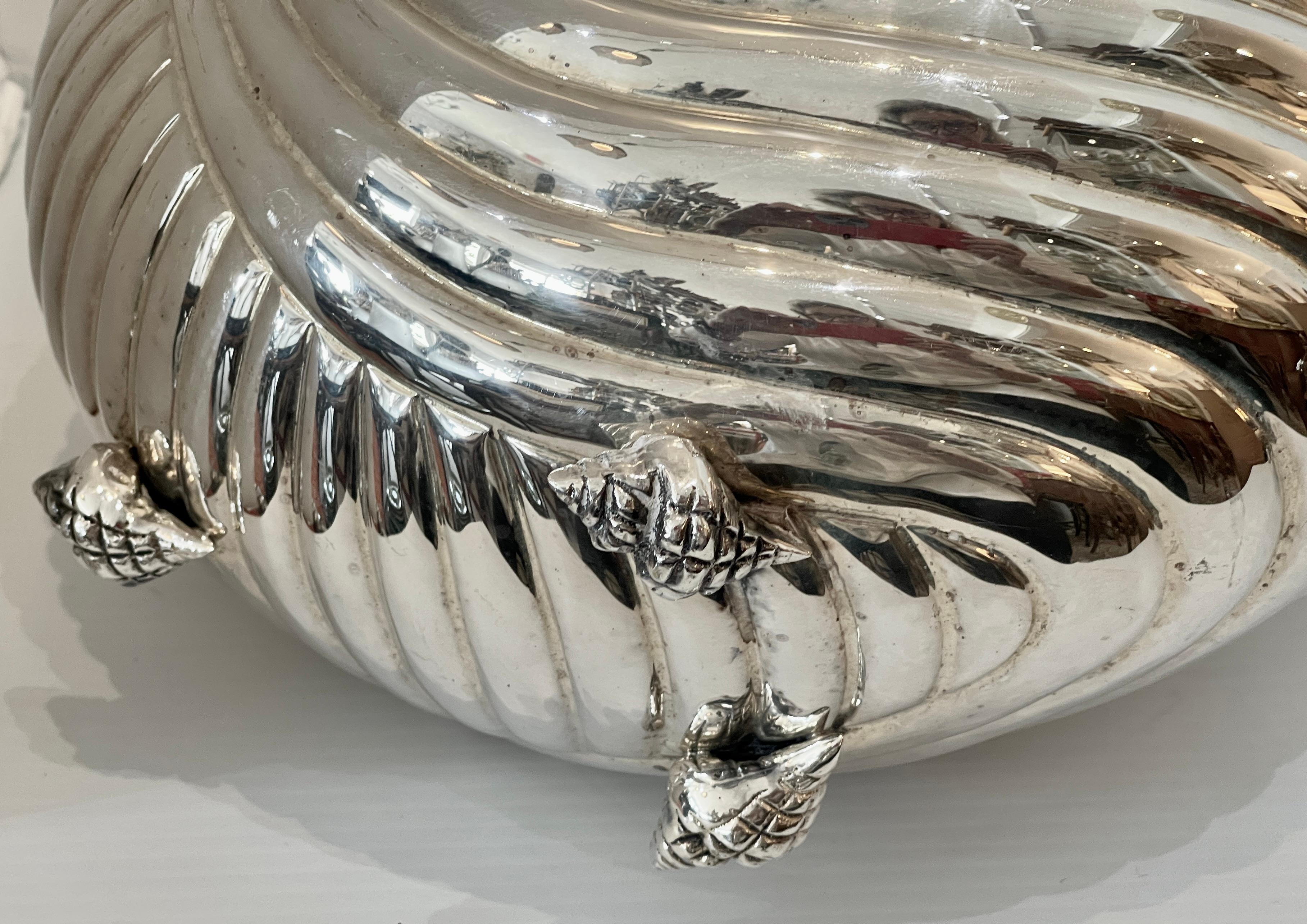 Pair  Silver Plate Nautilus Shell Wine coolers, Cachepot, Italy 5