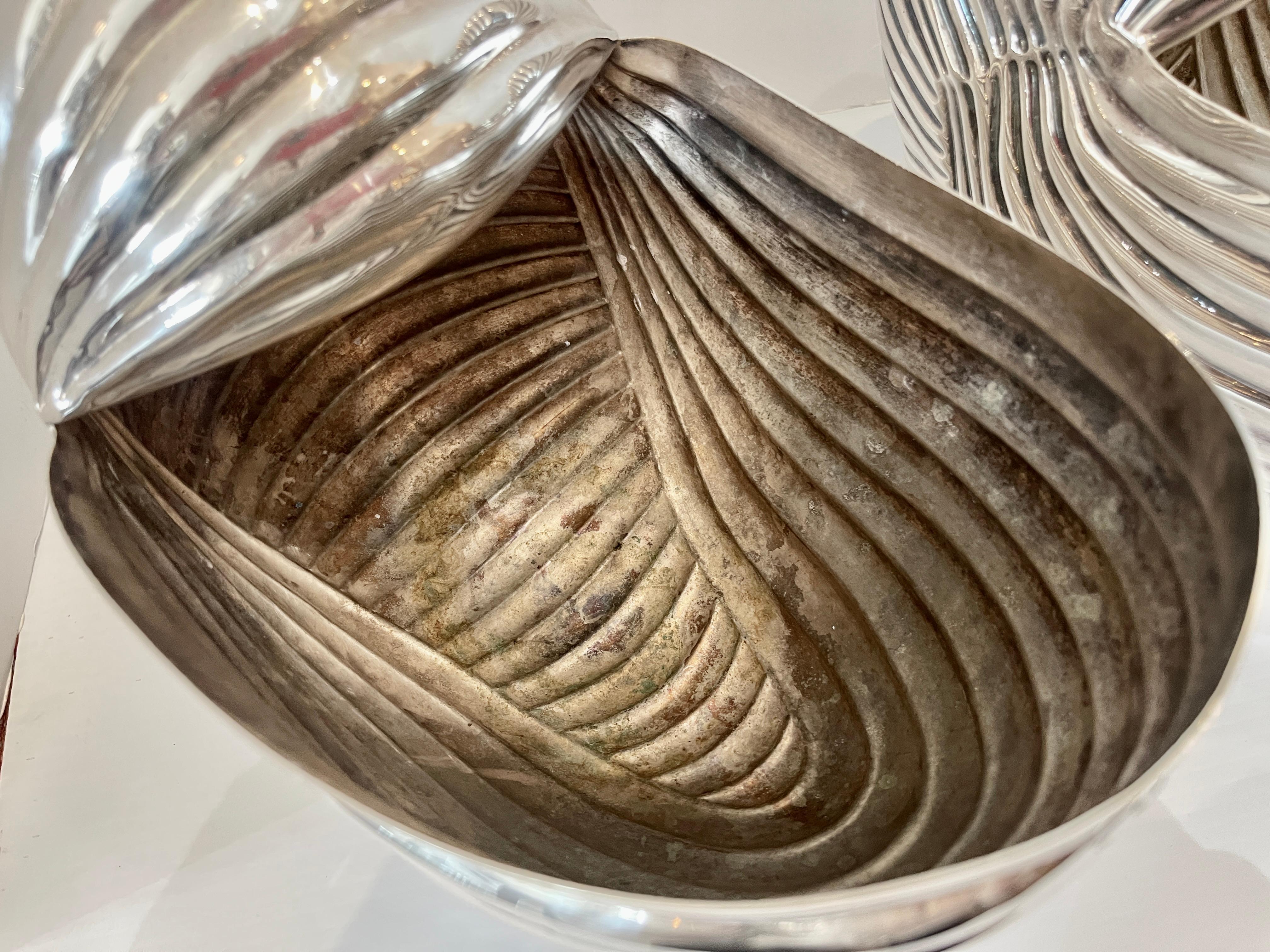 Pair  Silver Plate Nautilus Shell Wine coolers, Cachepot, Italy 9