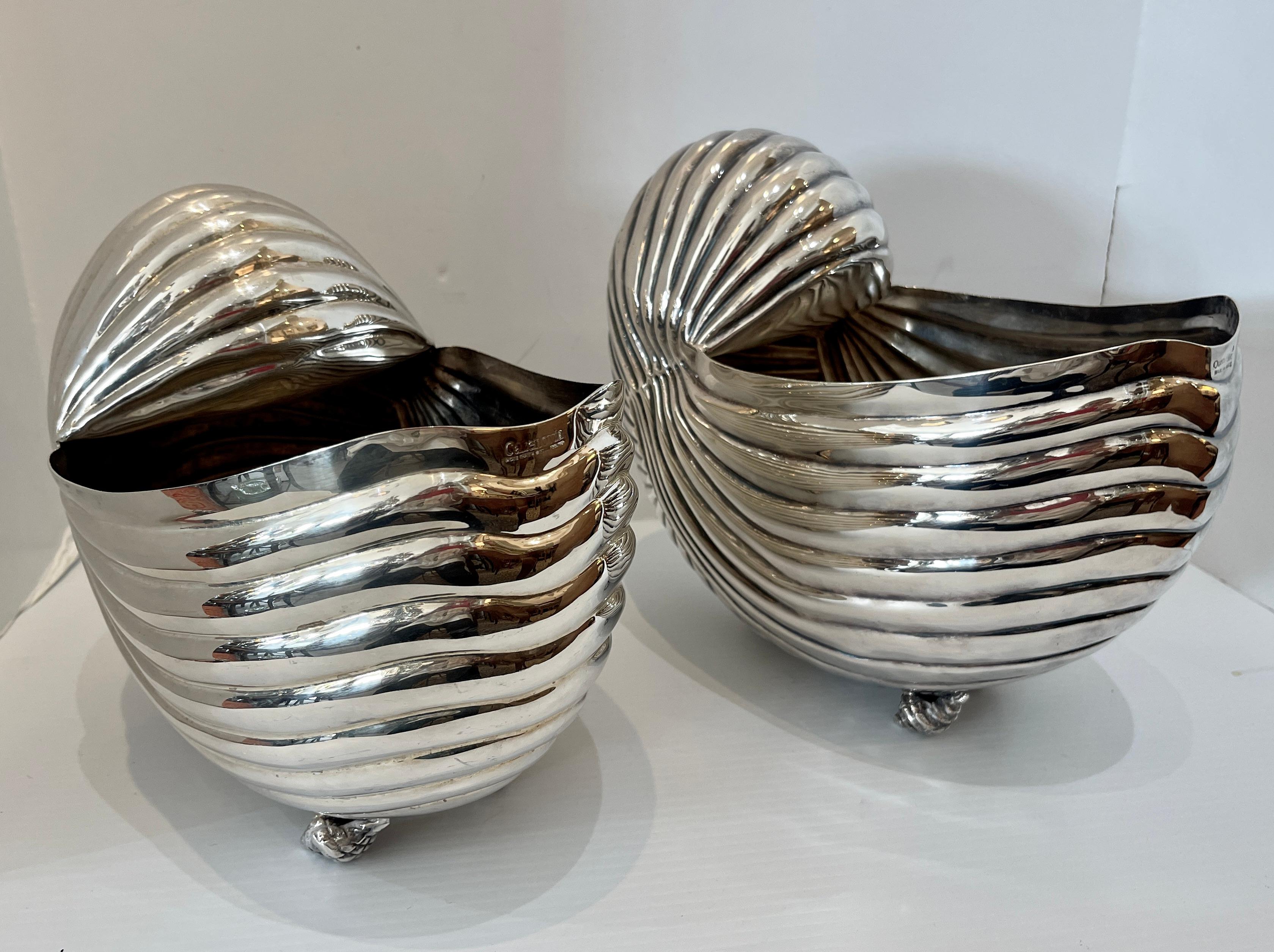 Hollywood Regency Pair  Silver Plate Nautilus Shell Wine coolers, Cachepot, Italy