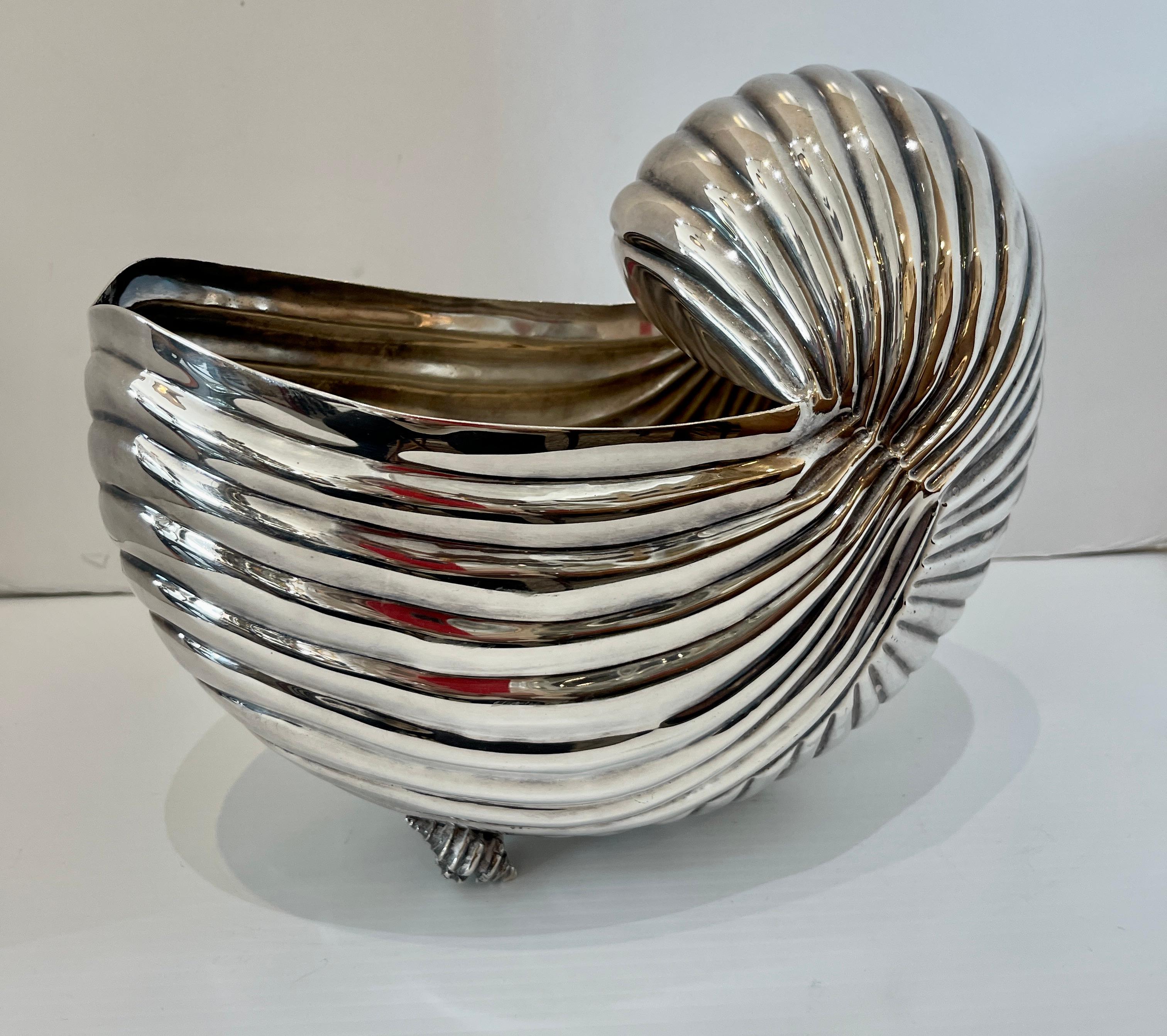 Italian Pair  Silver Plate Nautilus Shell Wine coolers, Cachepot, Italy
