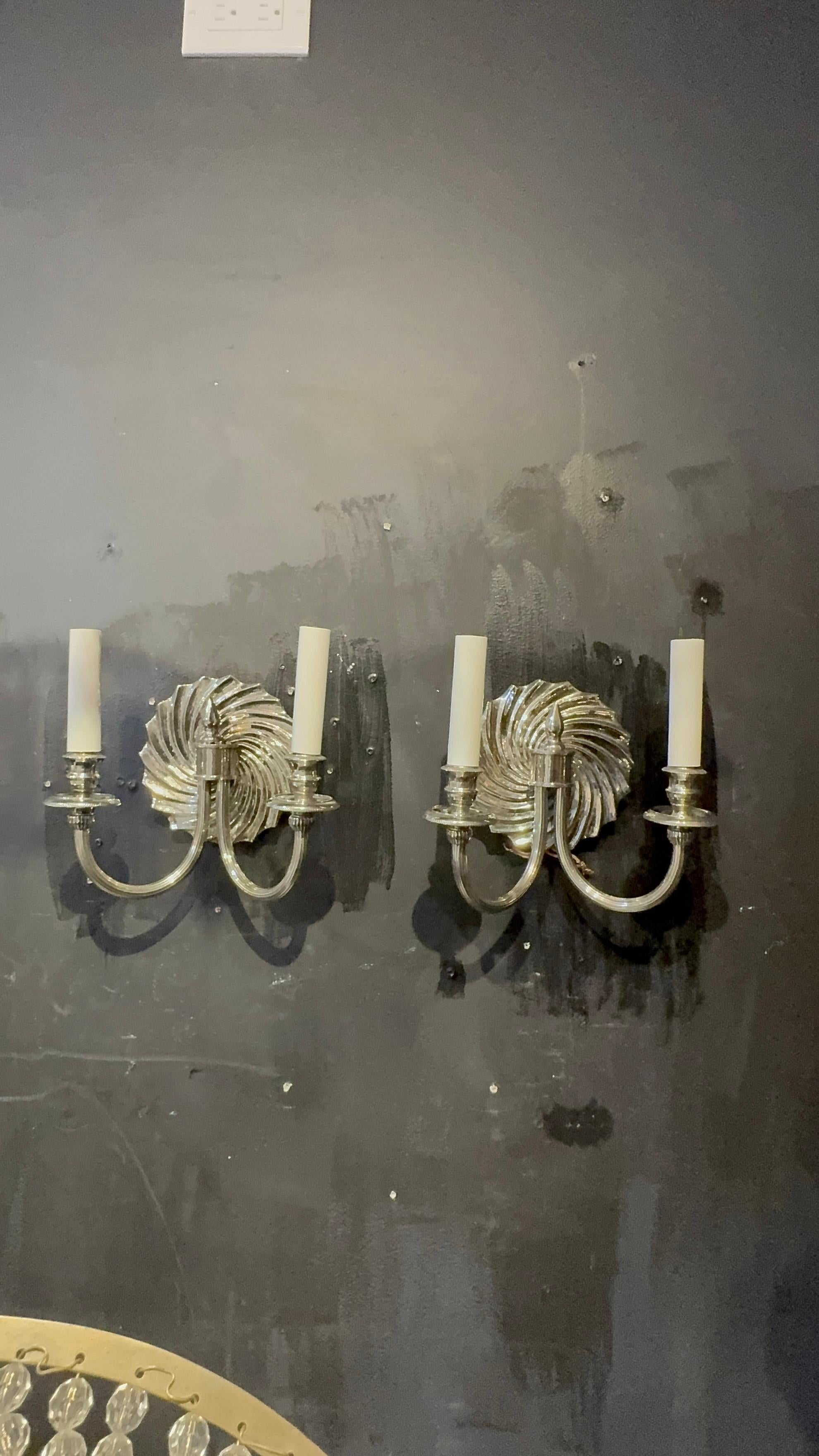 Francese Coppia di appliques francesi placcate in argento in vendita