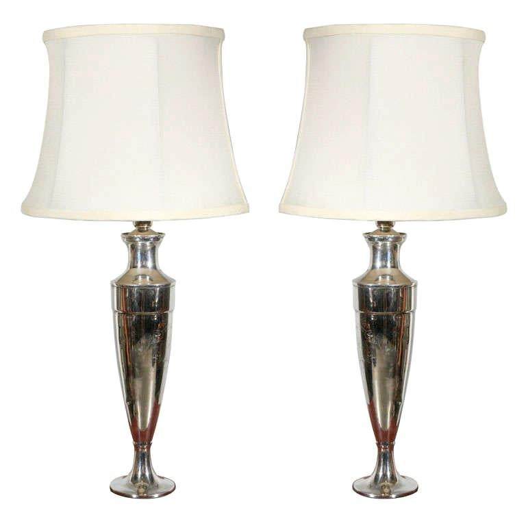 Pair Silver Plated Lamps