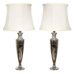 Pair Silver Plated Lamps