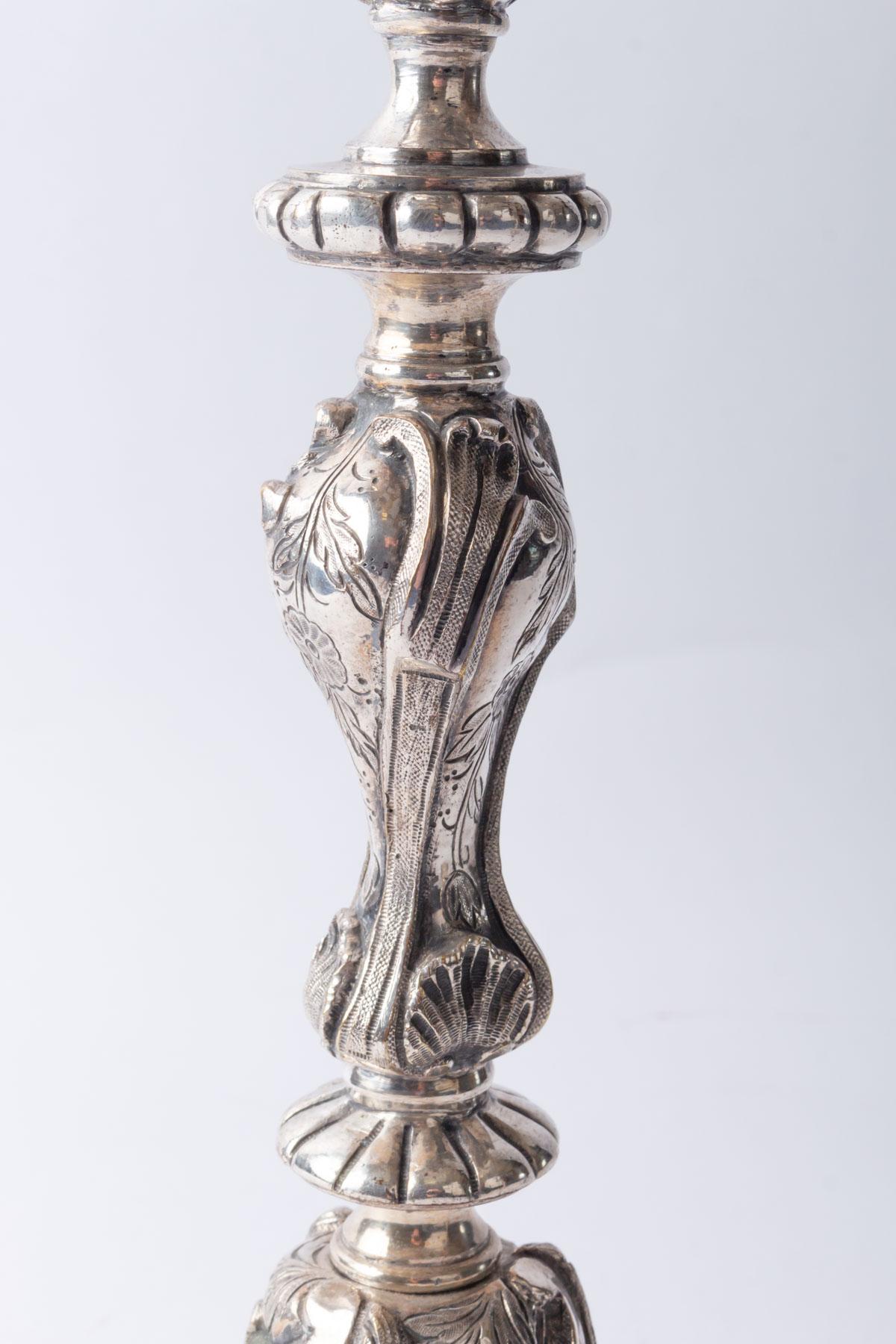 Late 19th Century Pair of Silver Plated Metal Candelabra