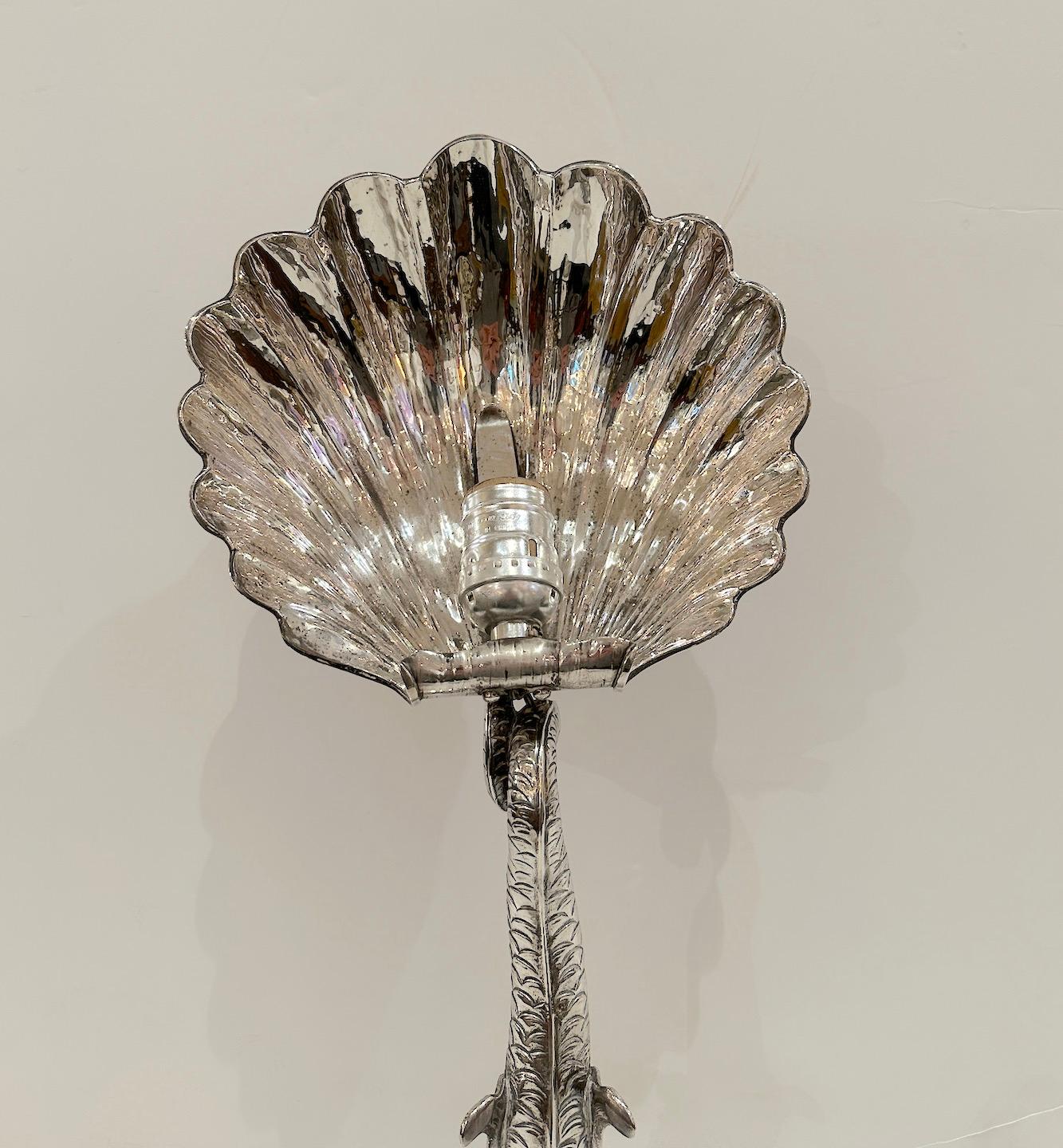 Pair Silver Plated Up Lights In Good Condition For Sale In Newport Beach, CA