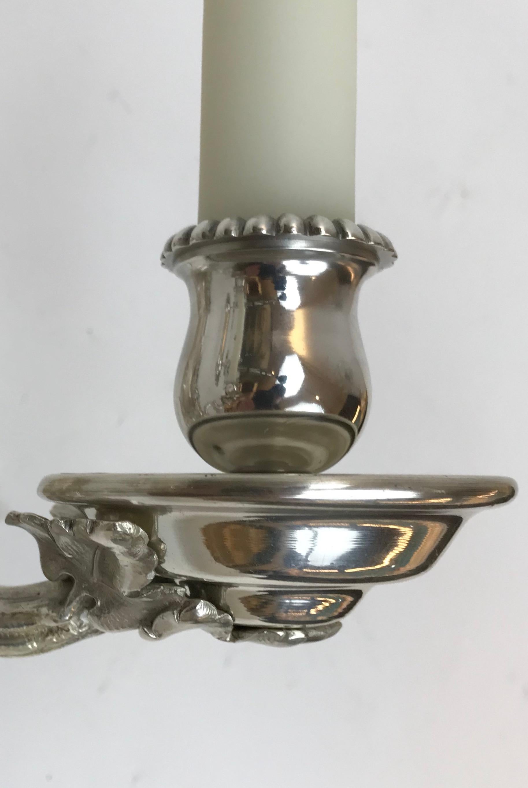 Pair Silvered Bronze Grape Pattern Sconces by E. F. Caldwell For Sale 6