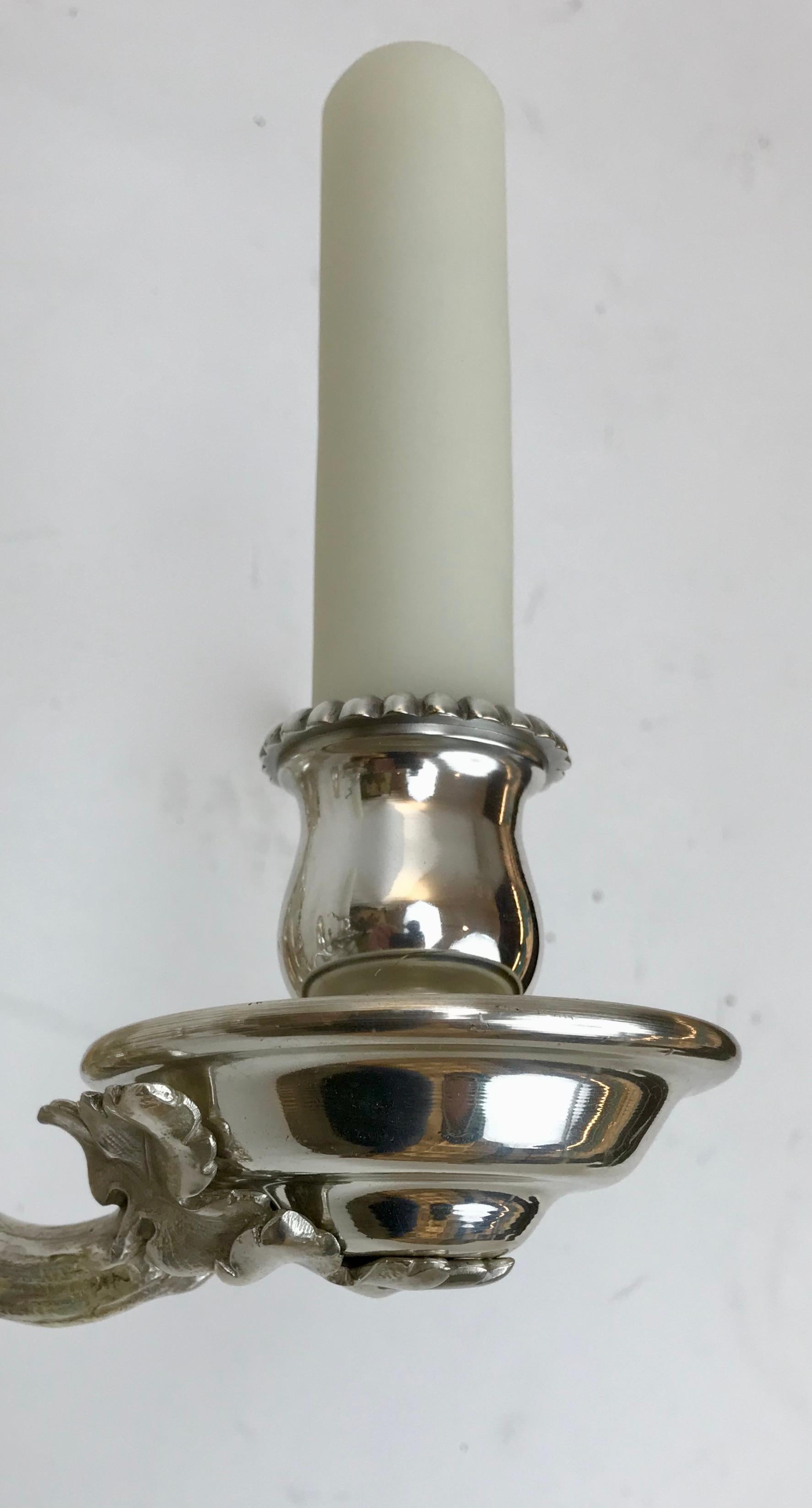 20th Century Pair Silvered Bronze Grape Pattern Sconces by E. F. Caldwell For Sale