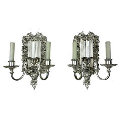 Pareja de apliques de bronce plateado y motivos vintage de E. F. Caldwell
