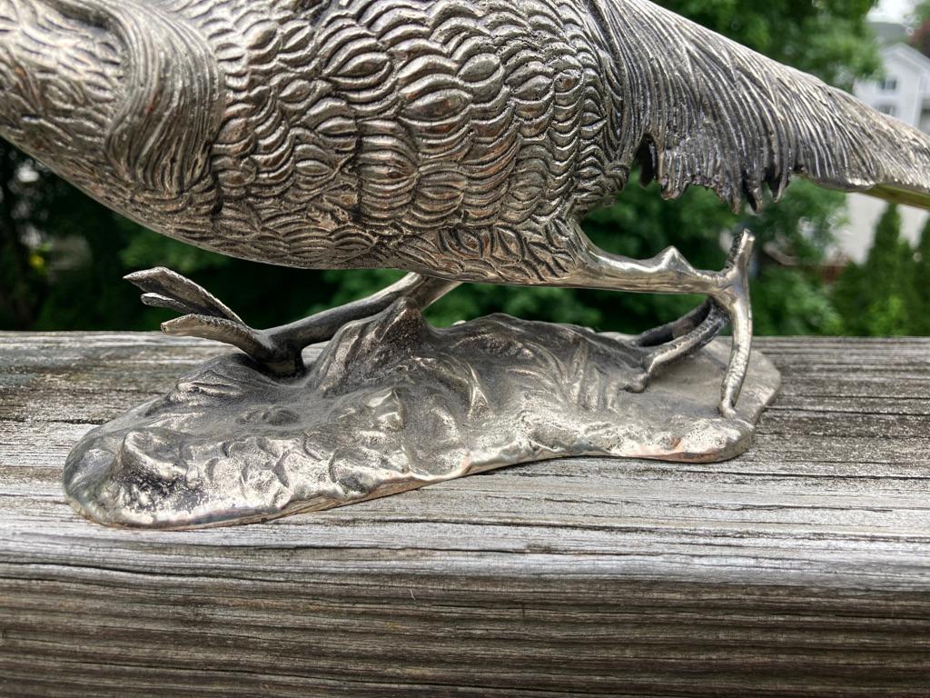 Pair of Silvered Bronze Sculptures of Pheasants 1