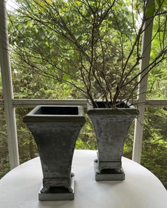Pair Silvered Metal Cachepot Planters