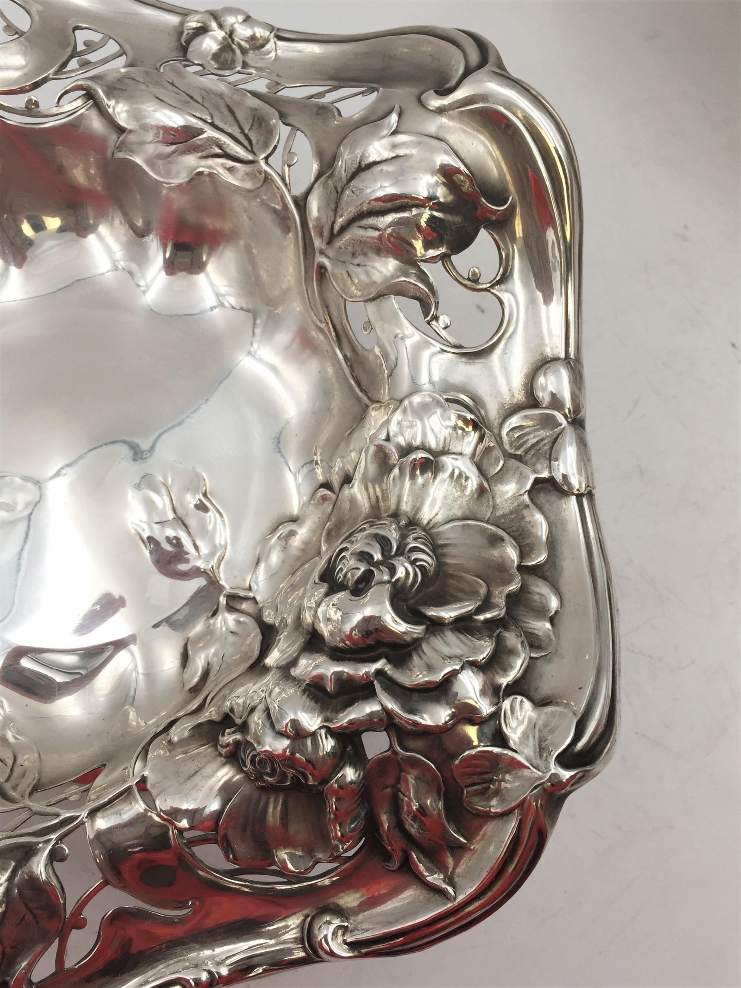 Paar Simpson Hall Miller Sterling Silber Kompottschalen als Tafelaufsatz Schalen im Jugendstil im Zustand „Gut“ im Angebot in New York, NY