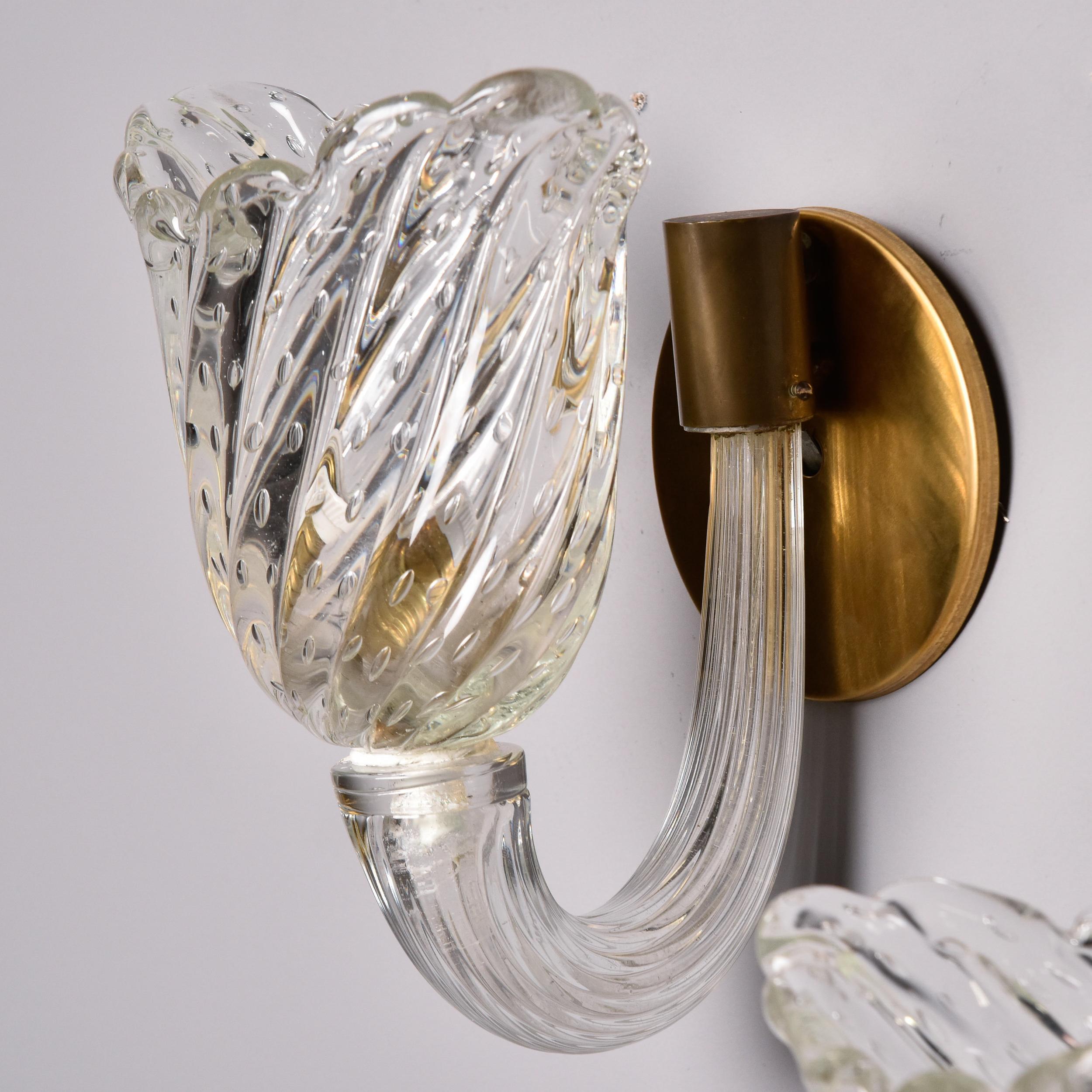 Pair Single Light Venini Bullicante Murano Glass Sconces For Sale 3