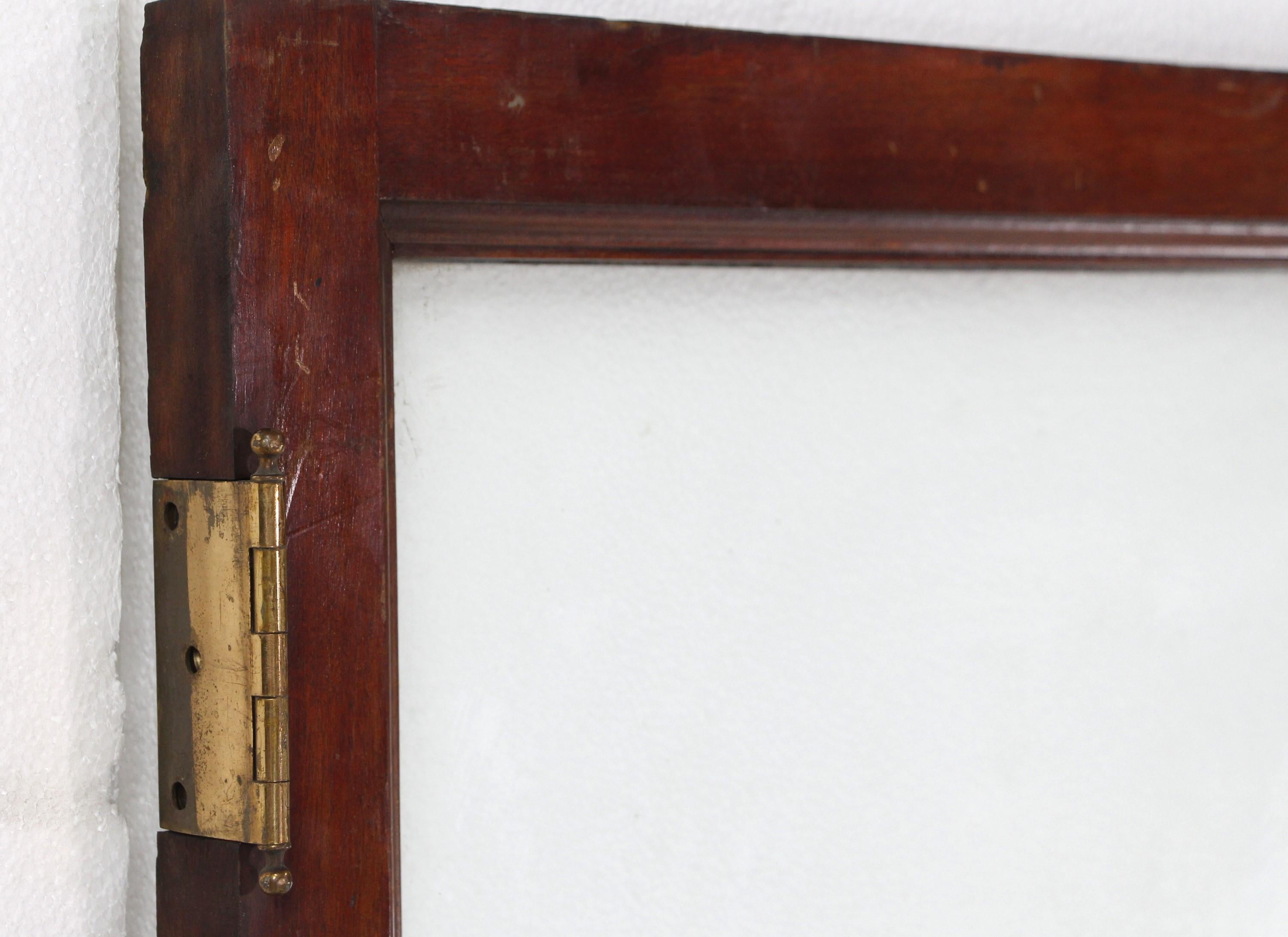 20th Century Pair Single Pane Wood Frame Mahogany Doors For Sale