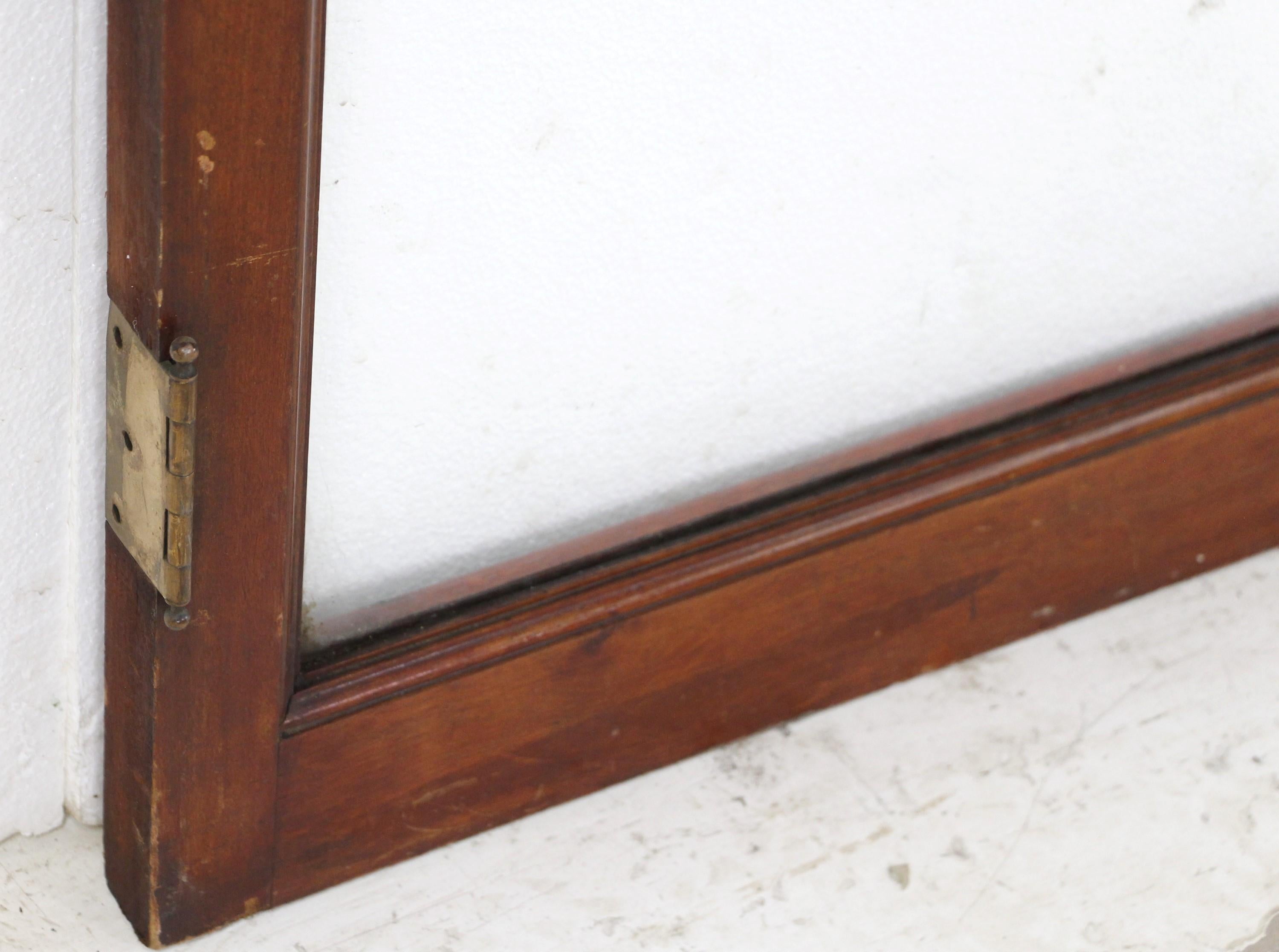 Pair Single Pane Wood Frame Mahogany Doors For Sale 1