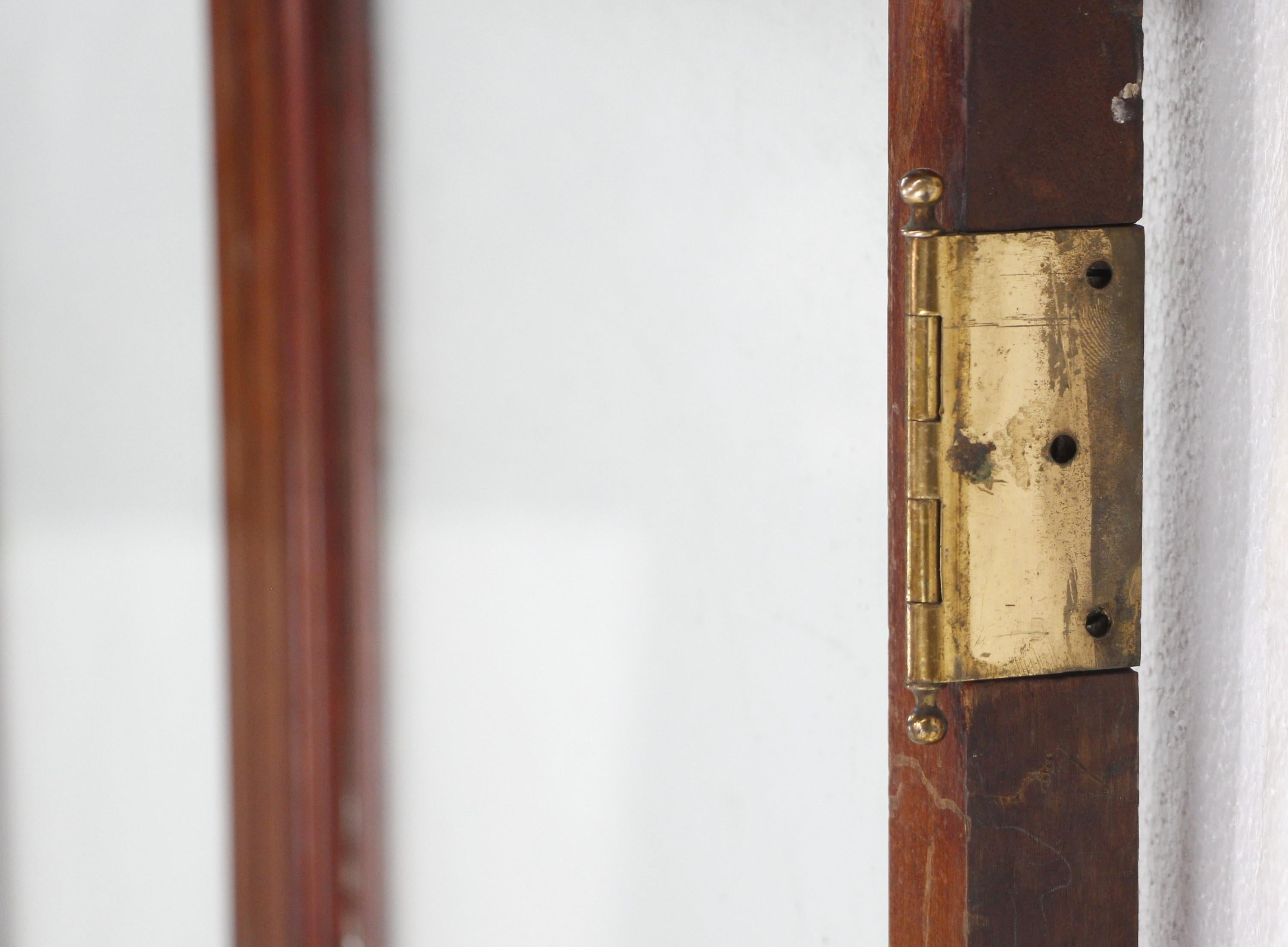 Pair Single Pane Wood Frame Mahogany Doors For Sale 3
