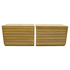 Pair Sligh Cross Country Mid Century Modern Cerused Oak 4 Drawer Dresser Chest