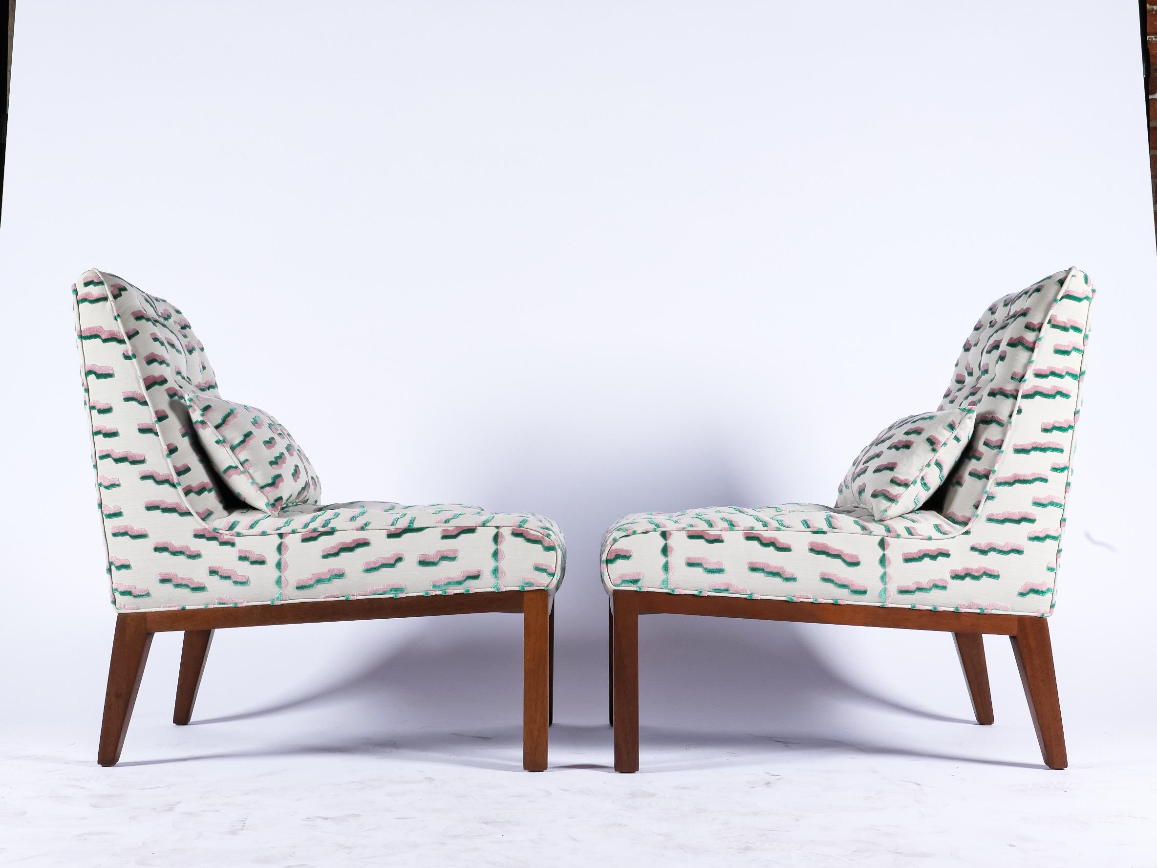 Mid-Century moderno Coppia di sedie Slipper di Edward Wormley per Dunbar in vendita