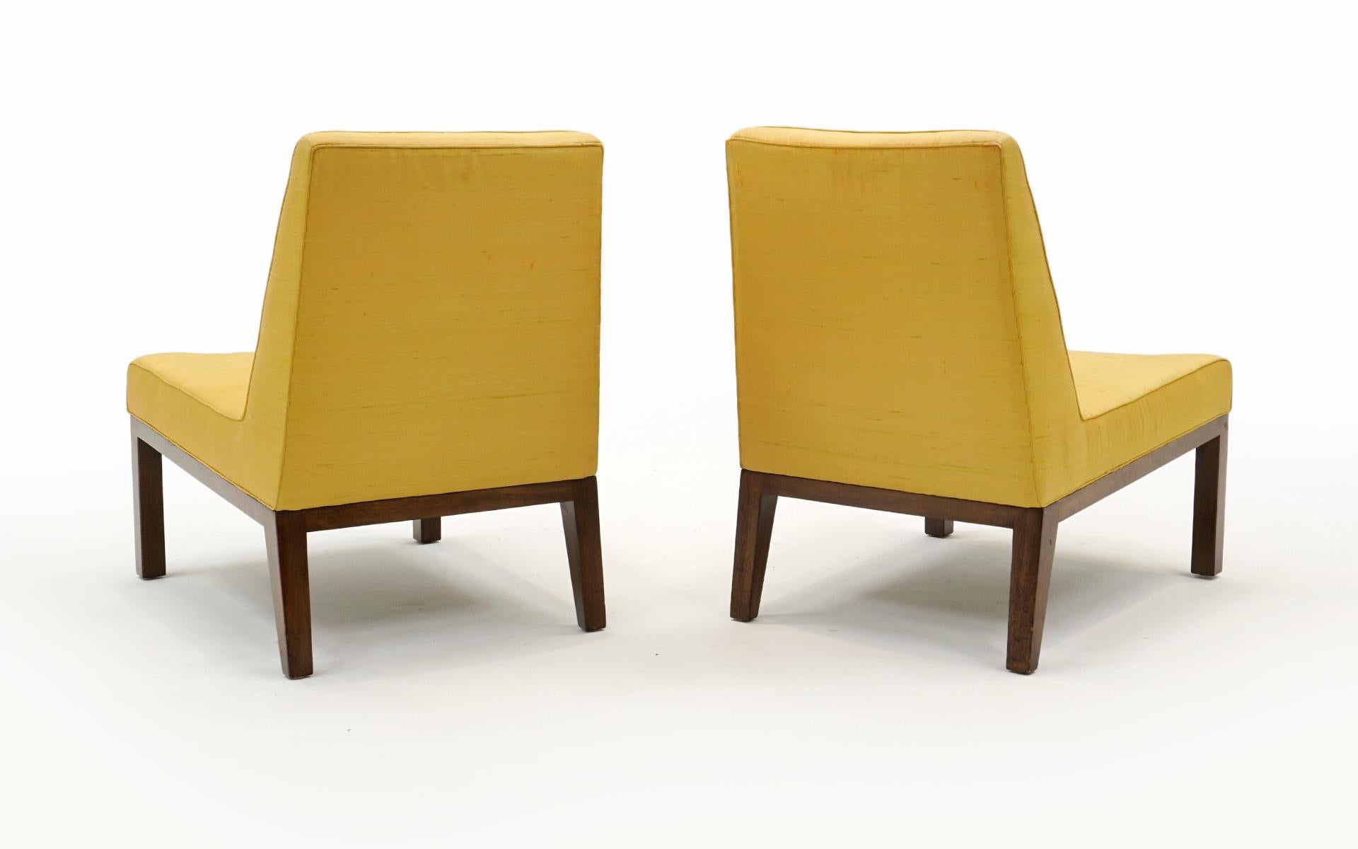 Mid-20th Century Pair Slipper Lounge Chairs by Edward Wormley for Dunbar, Original, Signed For Sale
