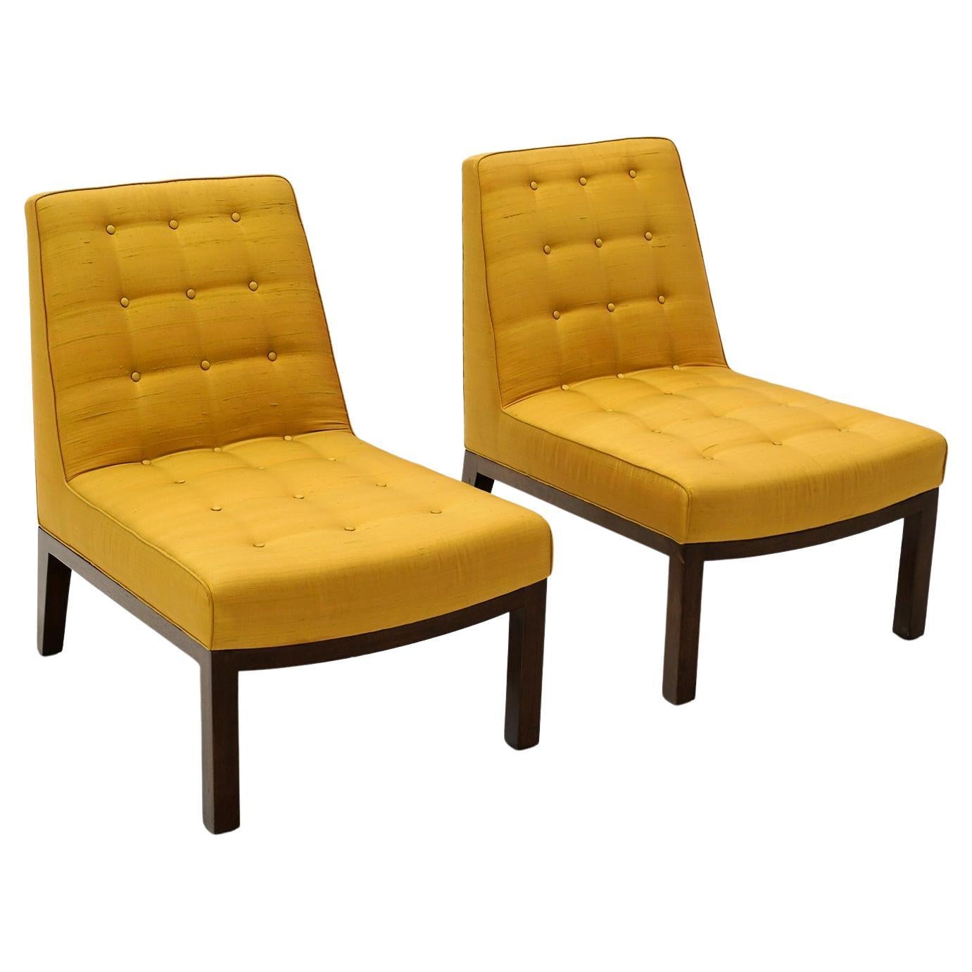 Pair Slipper Lounge Chairs by Edward Wormley for Dunbar, Original, Signed