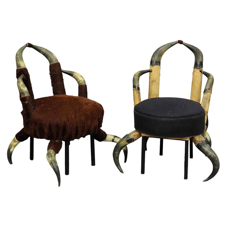 Pair Small Antique Horn Chairs, Austria, circa 1870 For Sale